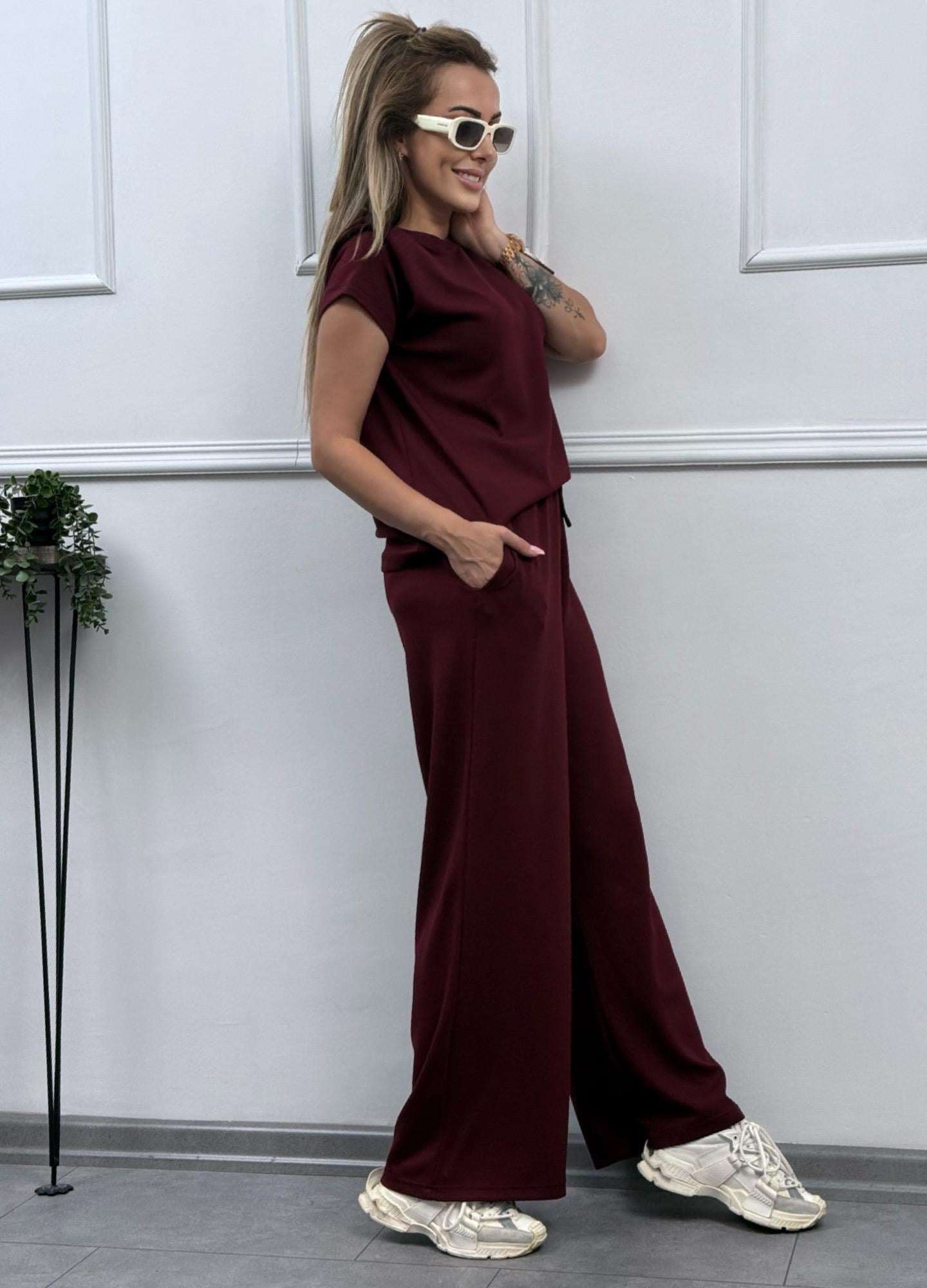 MODAYBUTİKKısa Kollu Modal Bordo Eşofman Takımı
