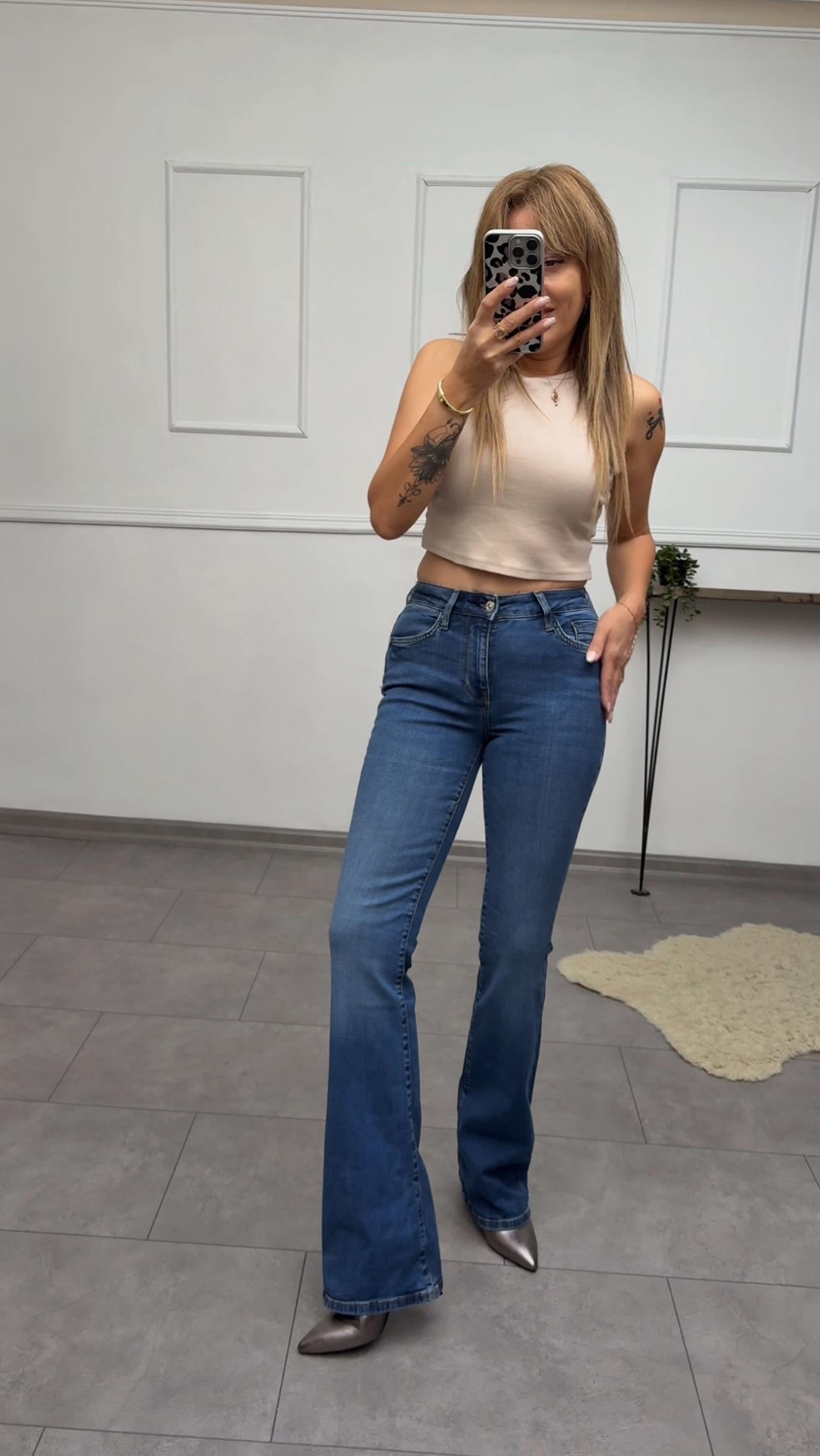 MODAYBUTİKMavi İspanyol Likralı Jean