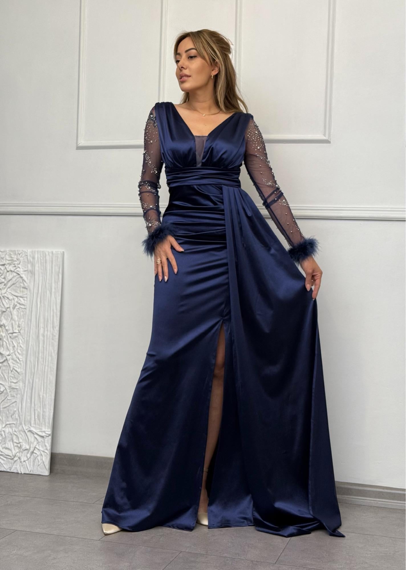 MODAYBUTİKMidnight Pearl Laci Boncuk İşlemeli Abiye 
