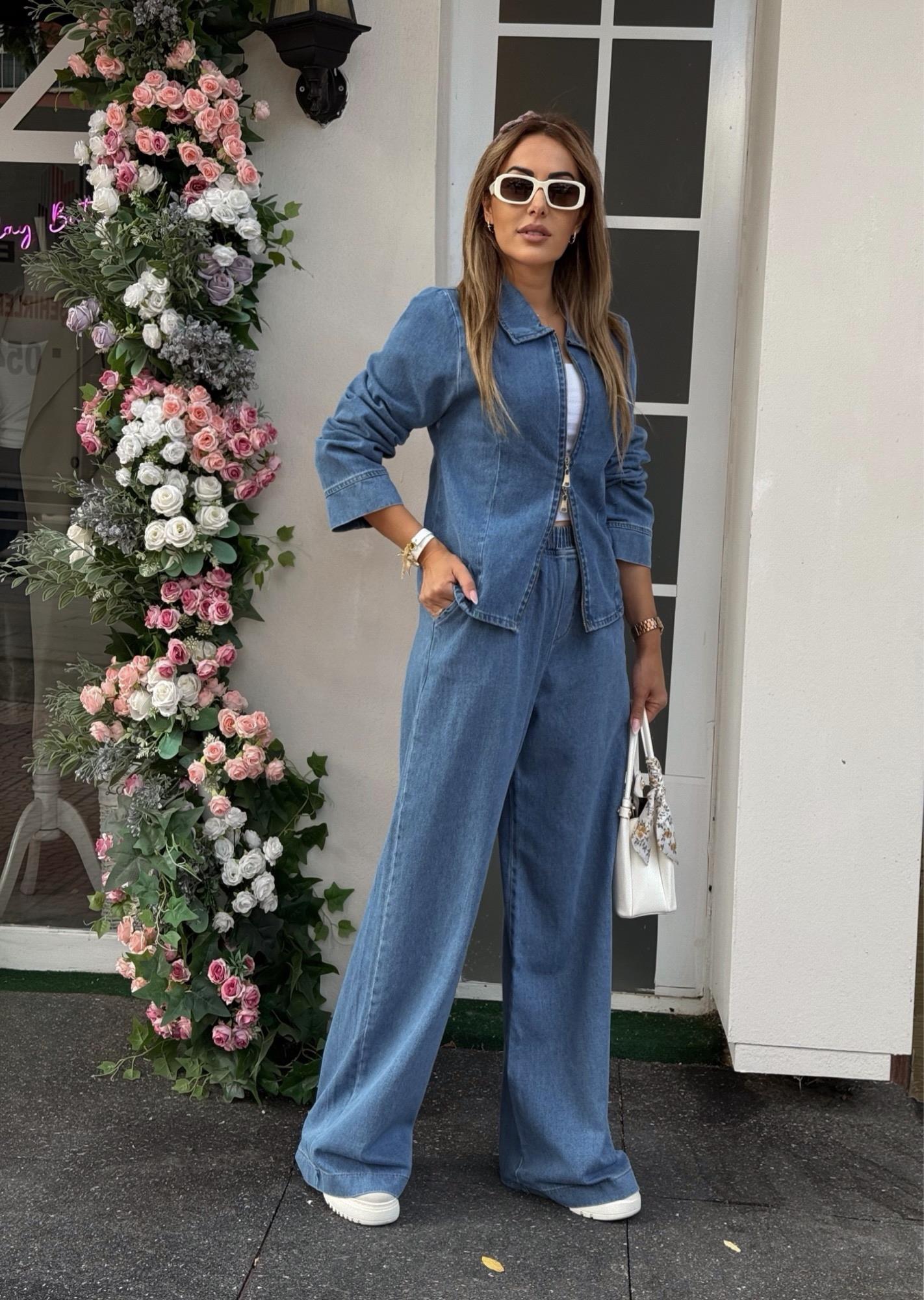 MODAYBUTİKModern Jean Ceket Pantolon Takım