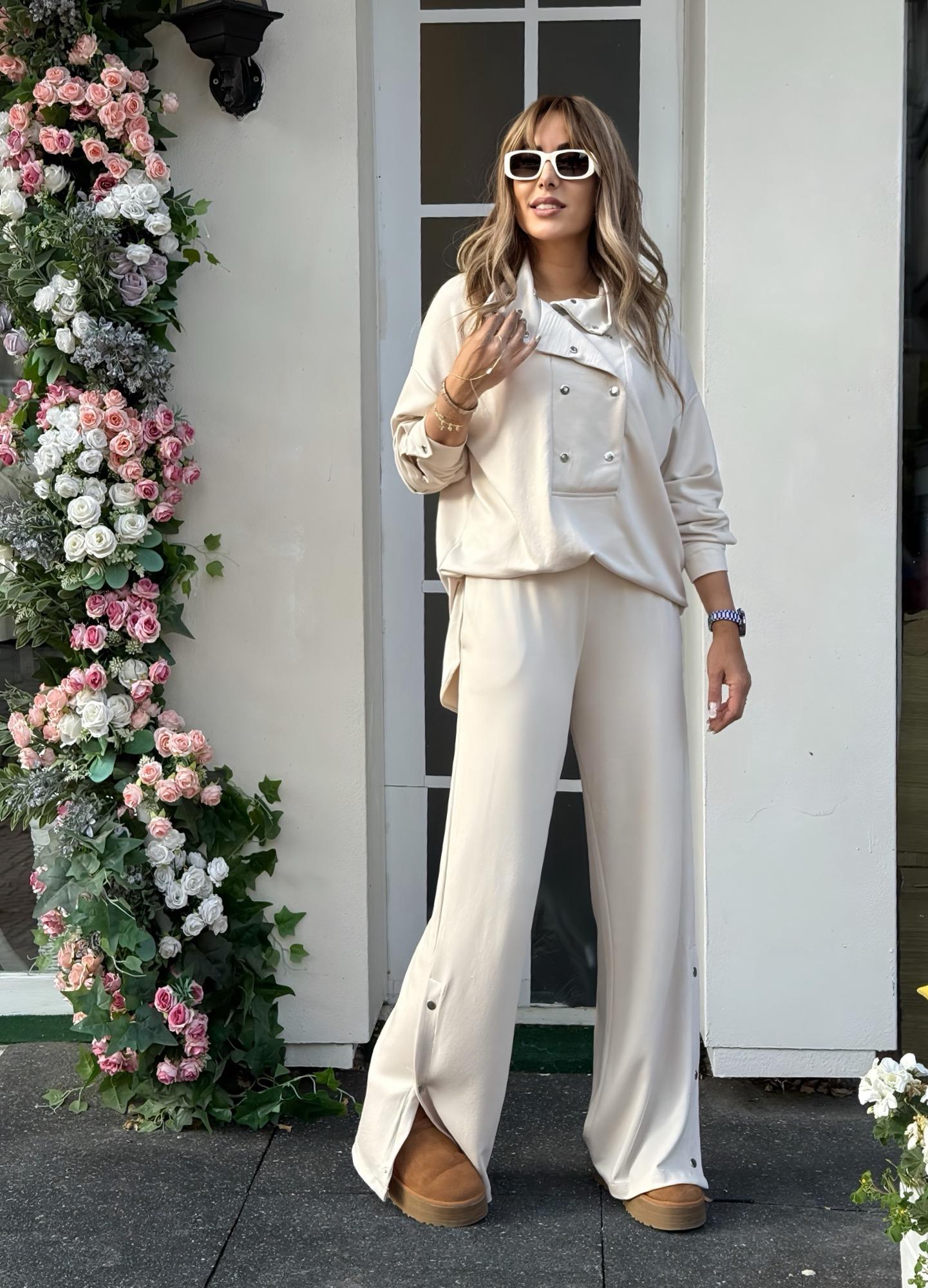 MODAYBUTİKPearly Touch Bej Dik Yaka Eşofman Takım