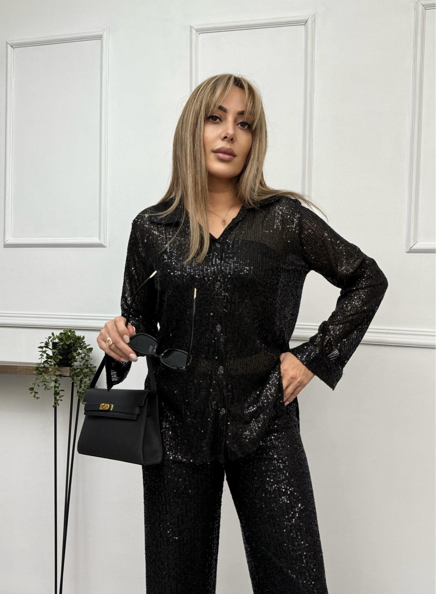MODAYBUTİKPremium Siyah Payet Gömlek