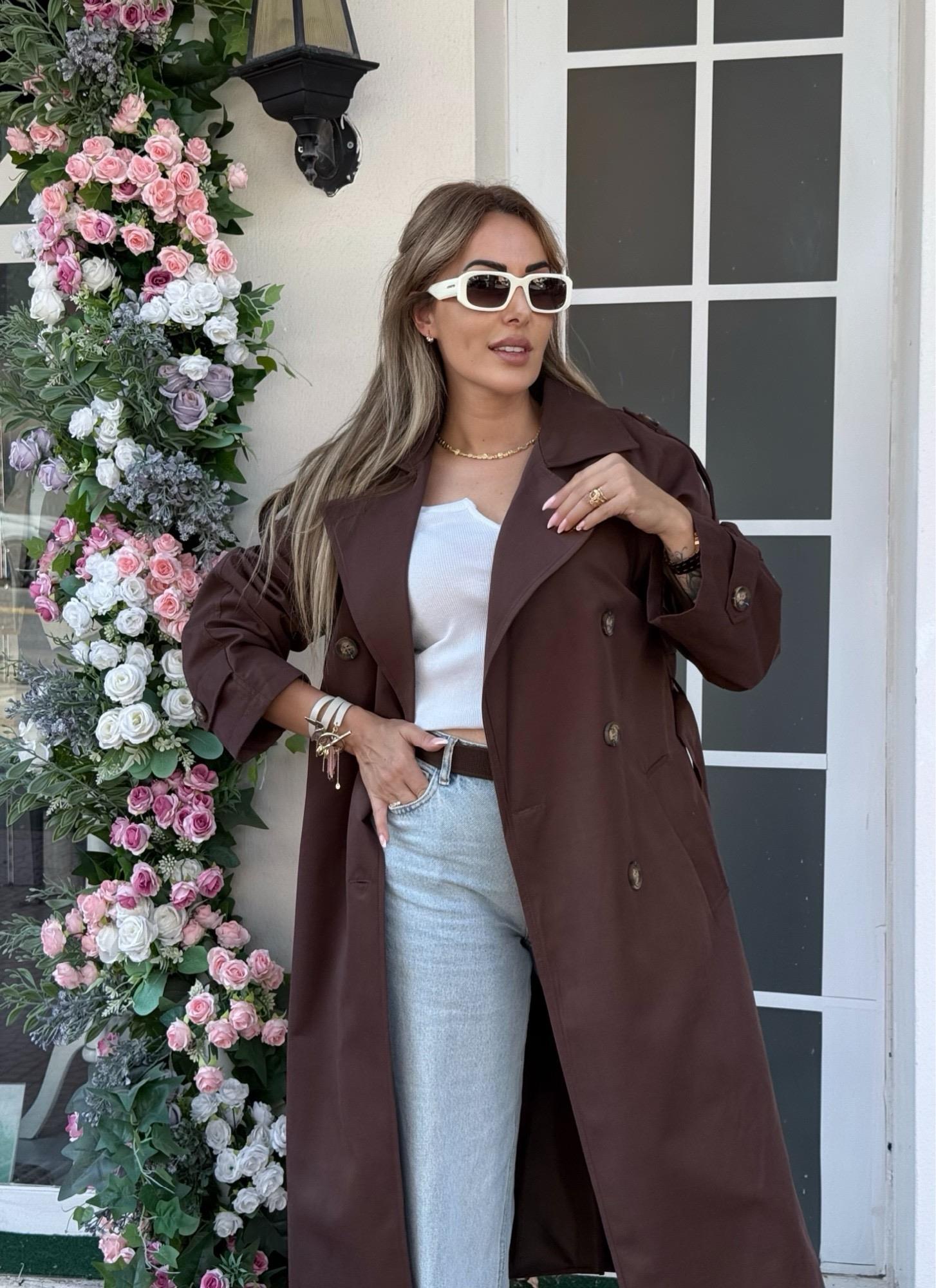 MODAYBUTİKPrime Casual Acı Kahve Trençkot