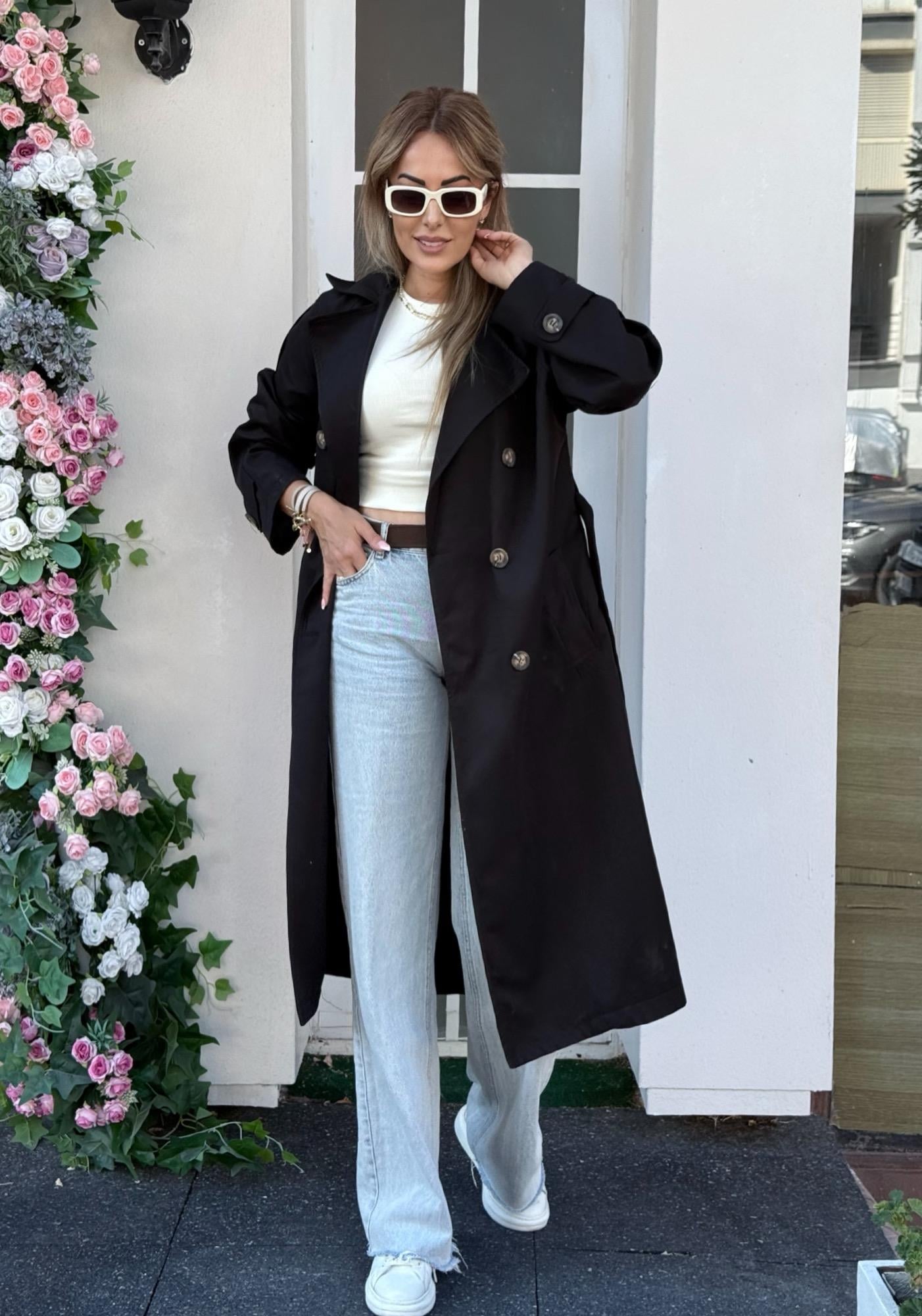 MODAYBUTİKPrime Casual Siyah Trençkot