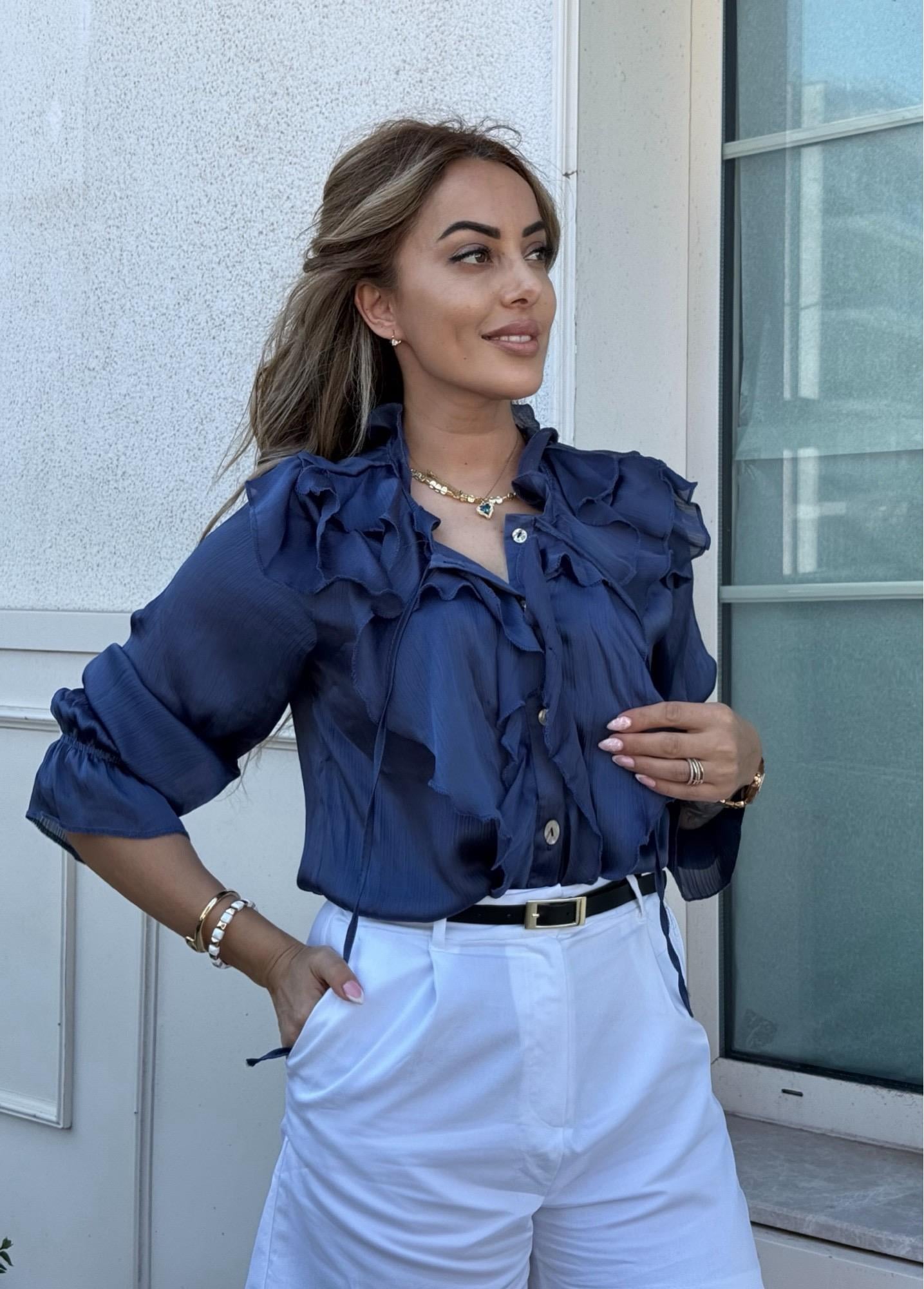 MODAYBUTİKRoyal Blue Fırfırlı Bluz 