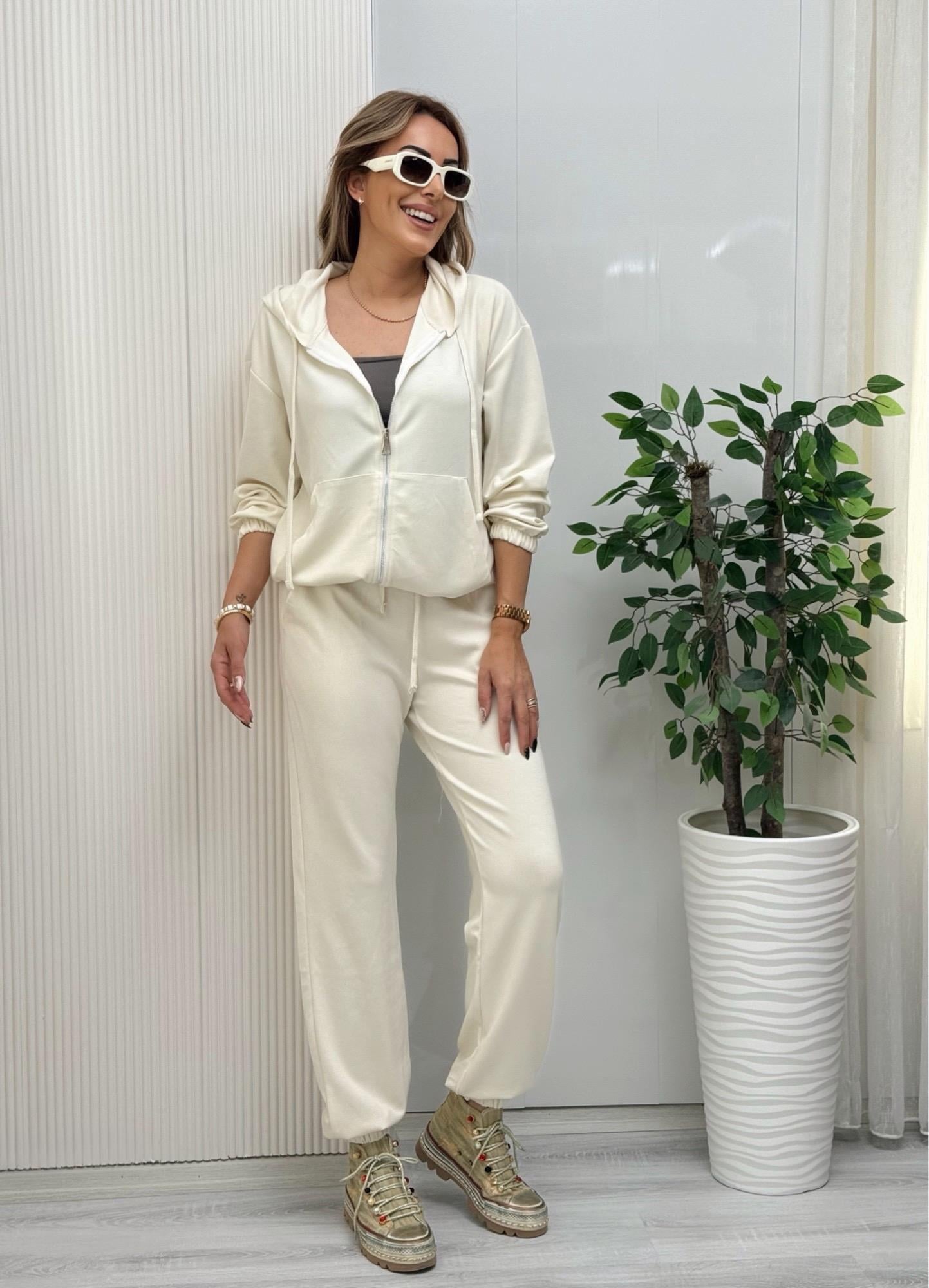 MODAYBUTİKStreet Style Kırık Beyaz Modal Takım