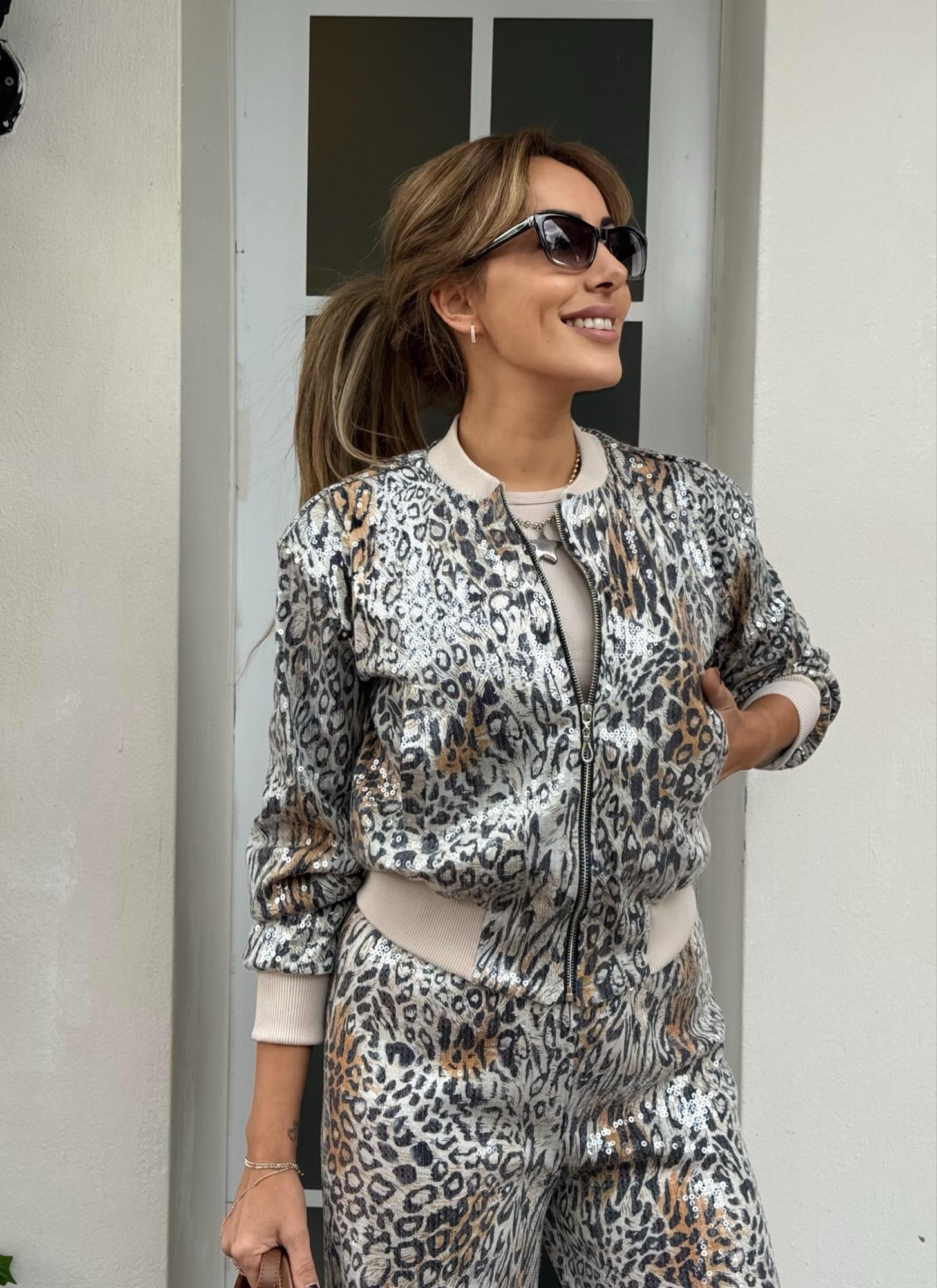 MODAYBUTİKWild Shine Leopar Bomber Ceket