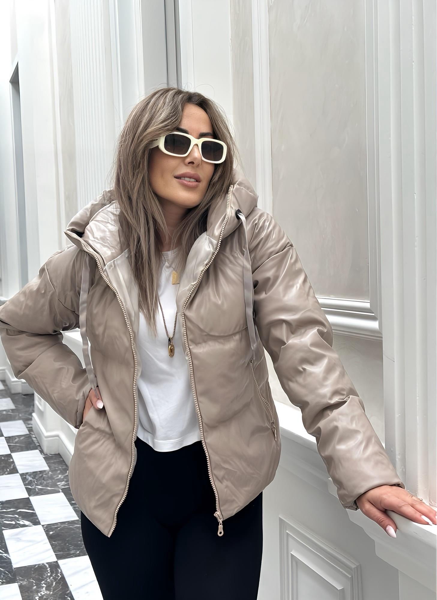 Premium Şişme Krem Deri MontYeni Gelenler ModayPremium Şişme Krem Deri Mont