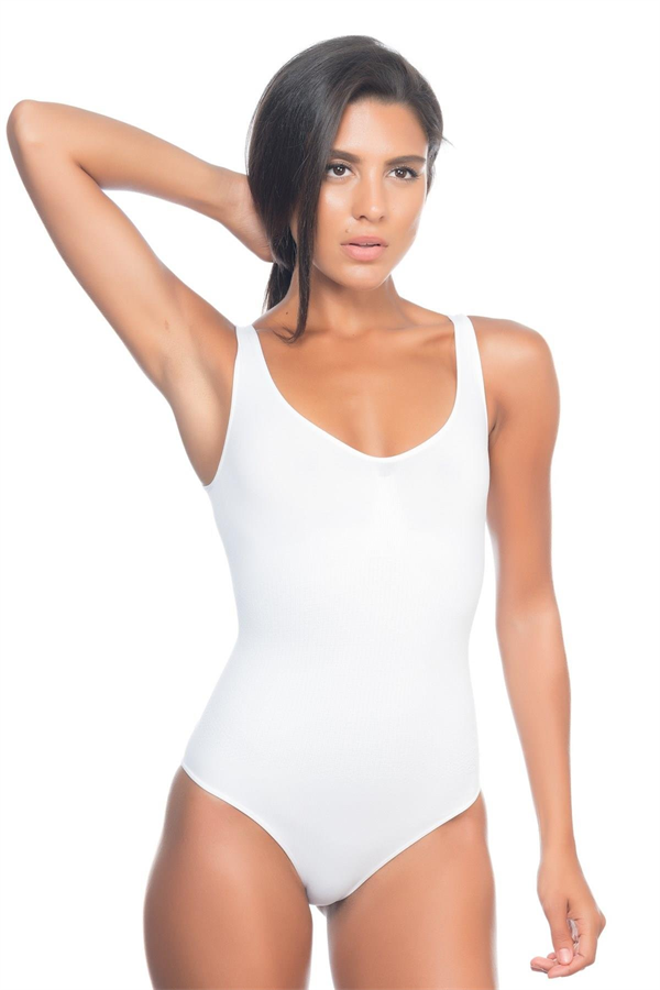 Beyaz Kalın Askılı Body Korse