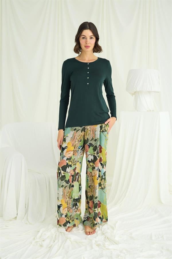Arias Closet Çiçek ve Yaprak Desenli Pijama Takımı