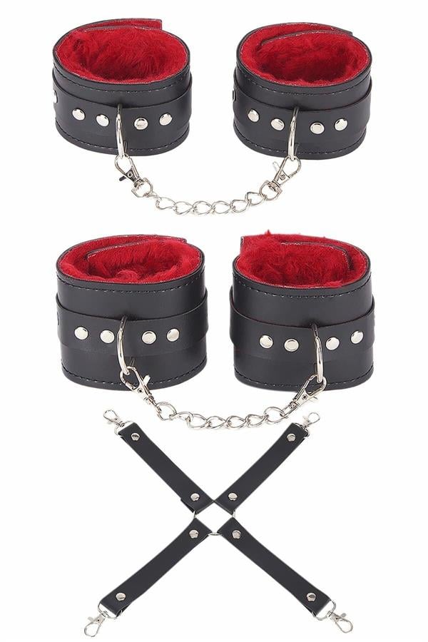 Arias Closet Siyah Kırmızı Harness Fantezi Aksesuar Set