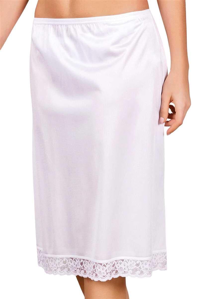 Kadın Polyamid Kumaşlı Dantelli Diz Altı Uzun Etek Altı Jüpon (0611)