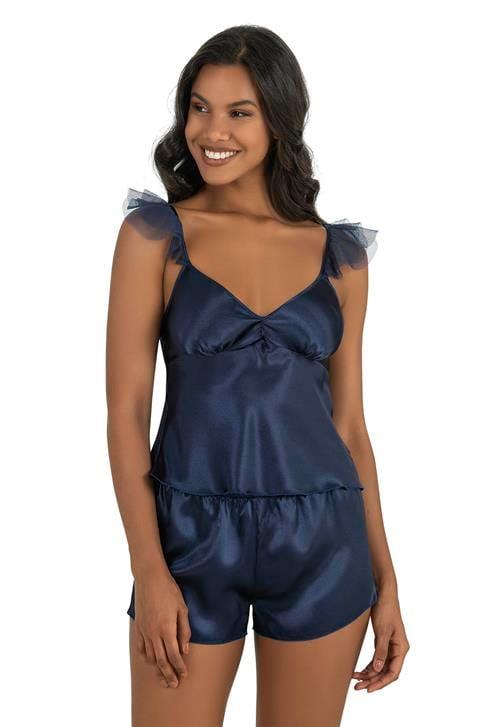 Aria's Closet Navy Satin Shorts Set 9212