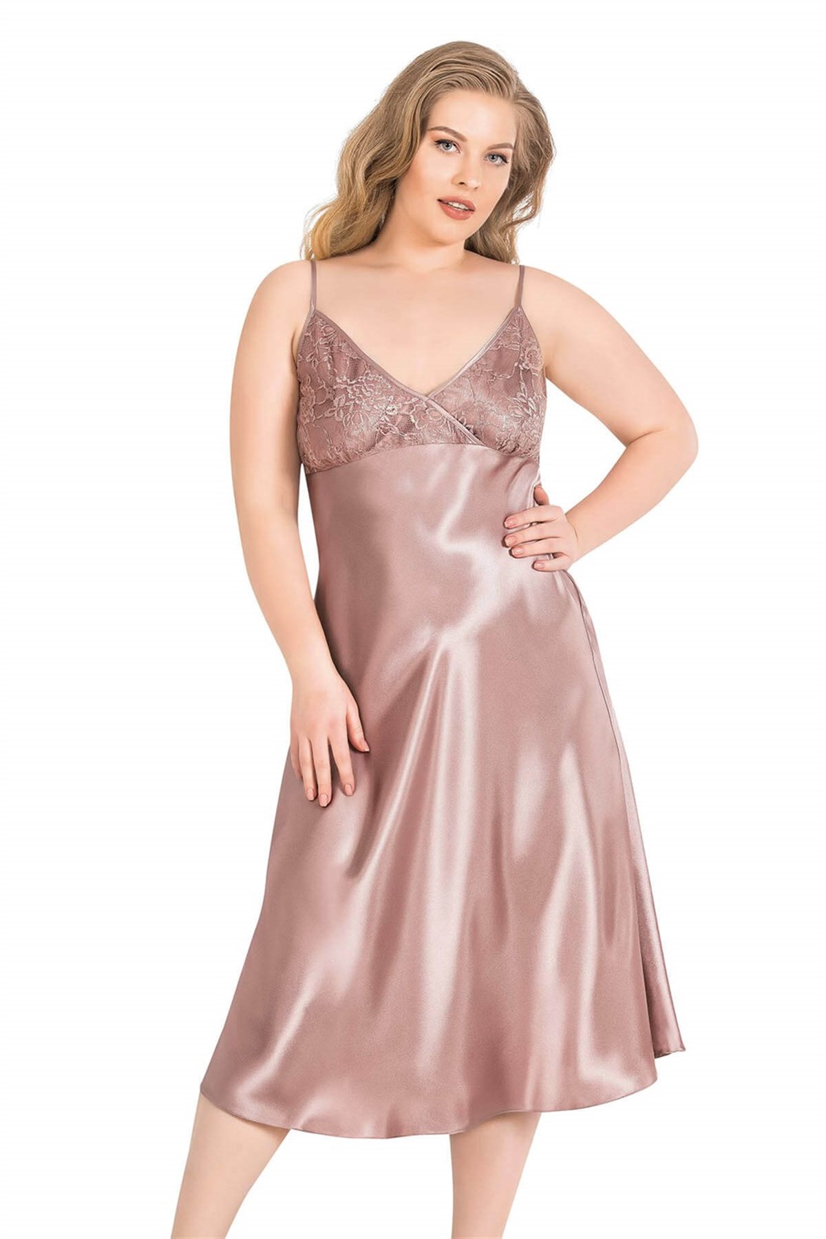 Aria's Closet Large Size Mink Long Satin Per Night