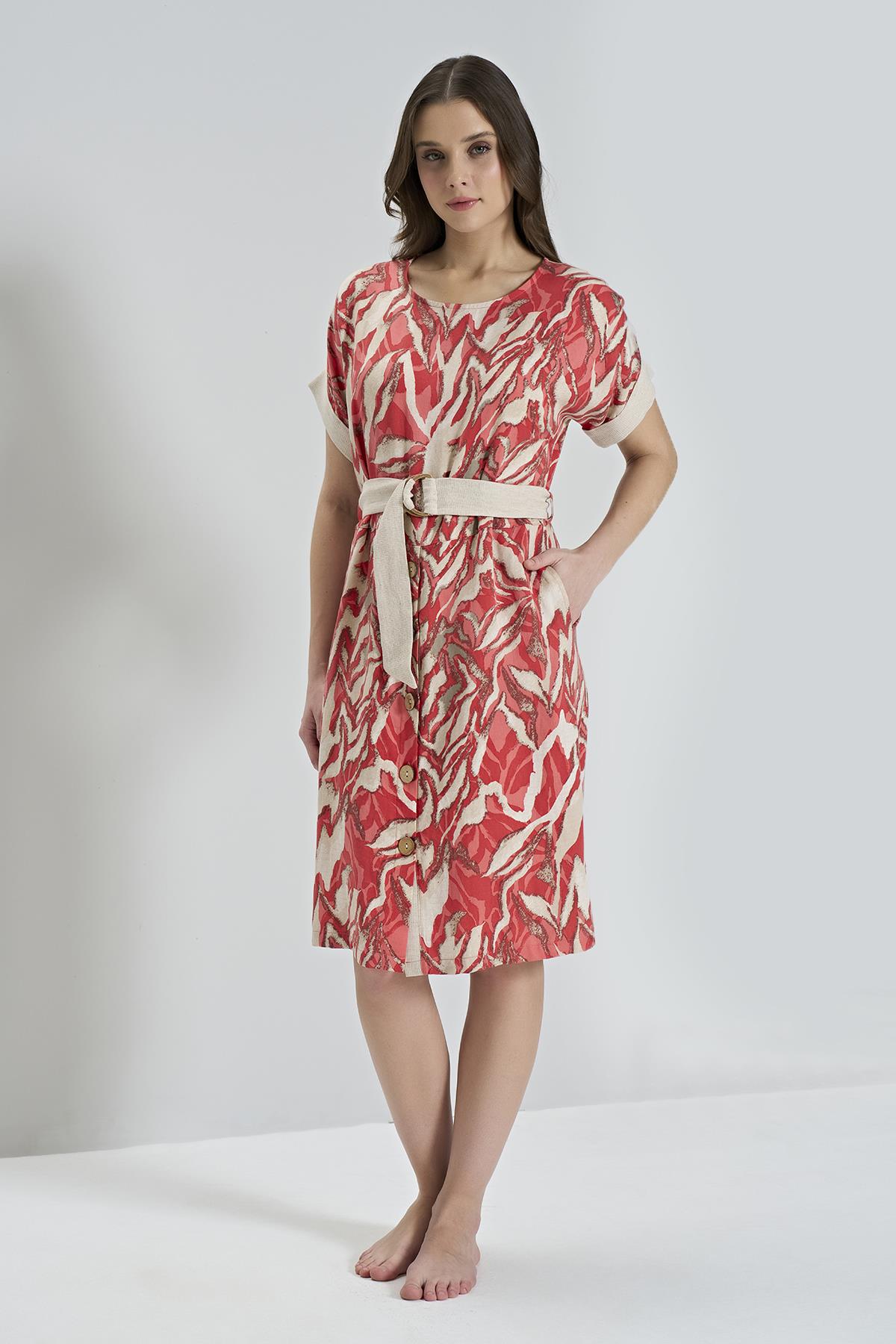Aria's Closet 100% Viscose Woven Front Button Hooker Long Dress