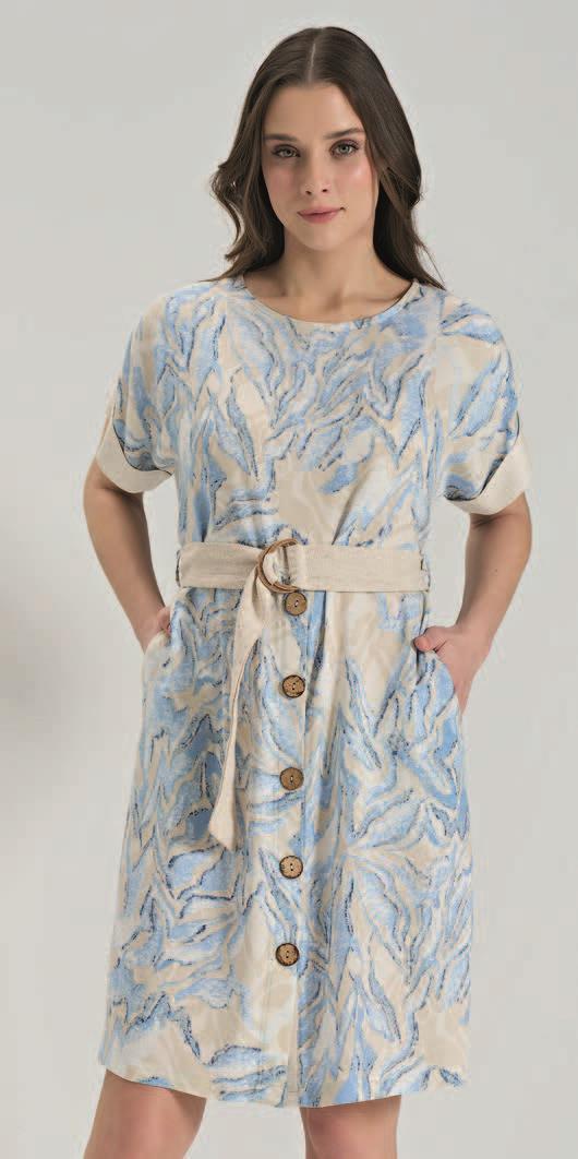 Aria's Closet 100% Viscose Woven Front Button Blue Long Dress