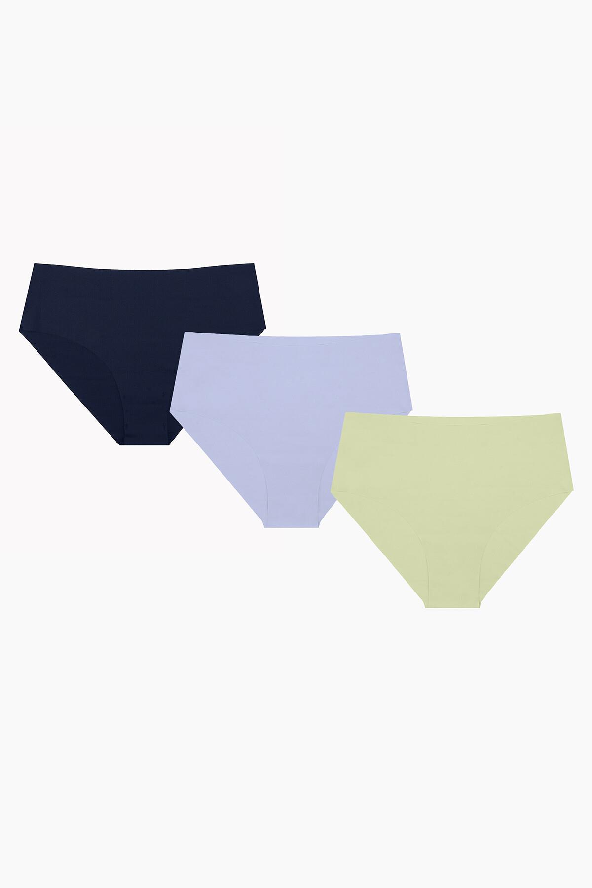 Aria's Closet Outdoor Genuine Blue Navy 3 Laser Cutting No Track High Waist Panties