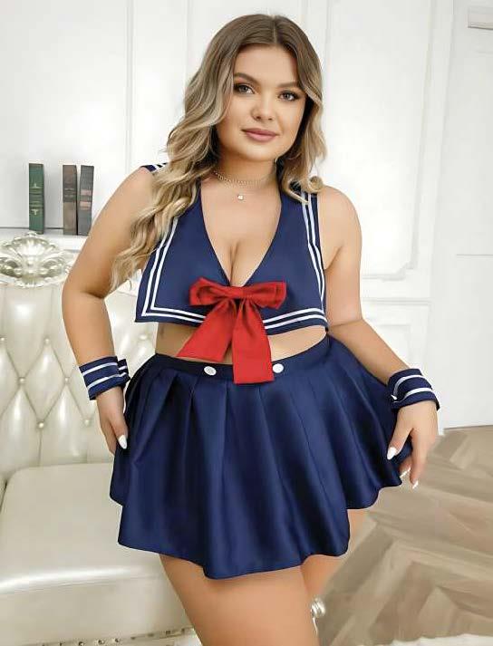 Aria's Closet Large Size Navy Lace Detailed Mini Skirt Fancy Mermaid Costume