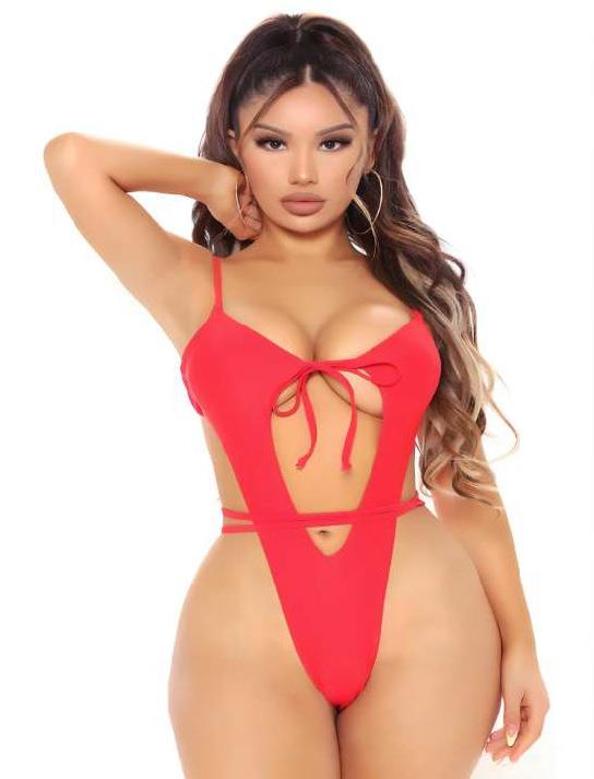 Aria's Closet Red Rope Detailed Fancy Babydoll
