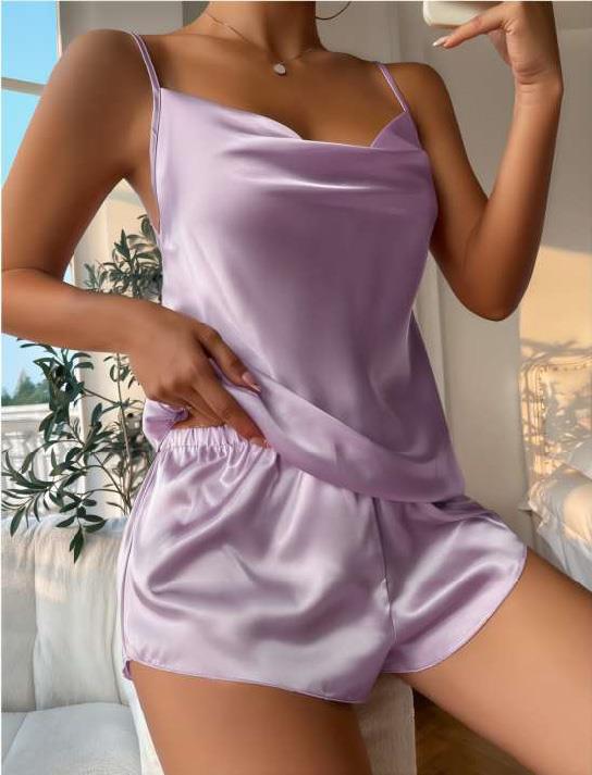Aria's Closet Lila Slim Straped Satin Shorts Tool