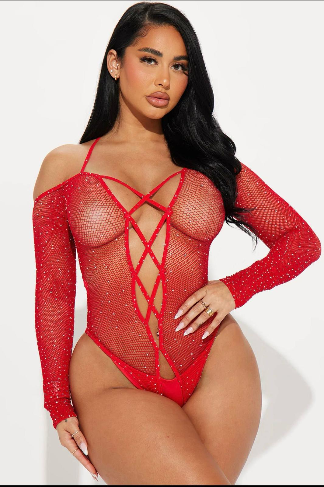 Aria's Closet Special Design Red Stone Fancy Body Chauff