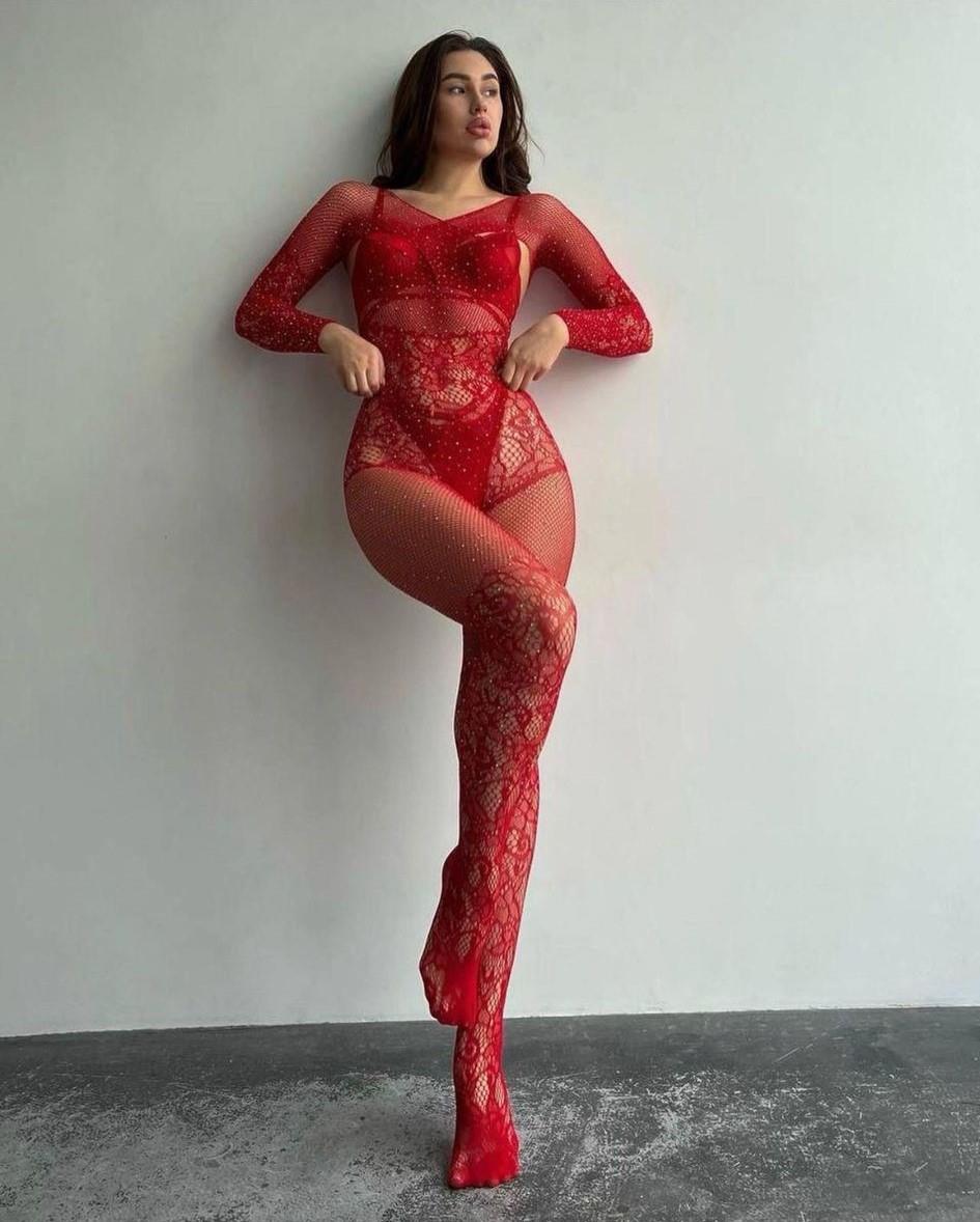 Aria's Closet Special Design Red Stone Fancy Body Chauff