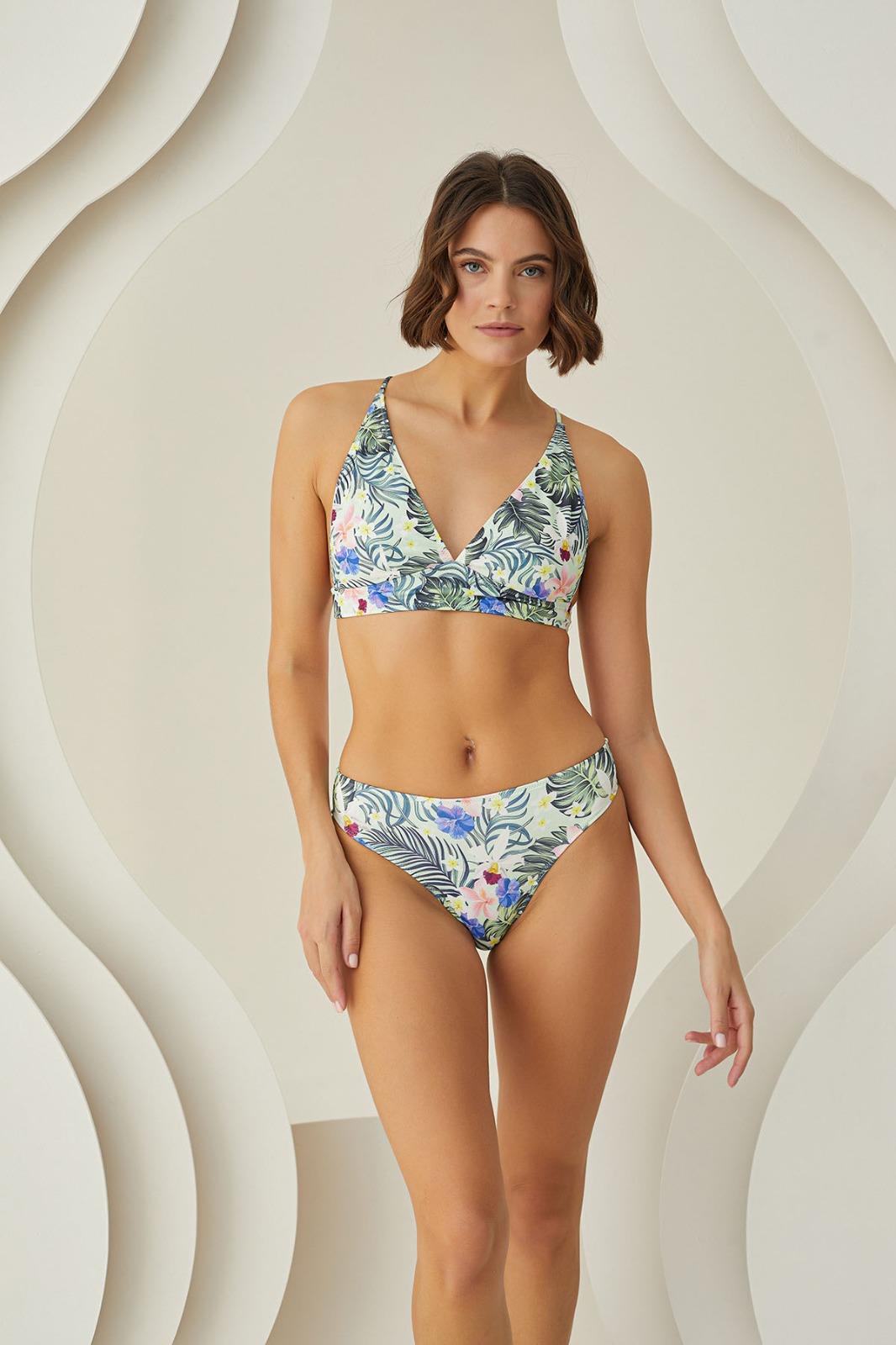 Aria's Closet Special Design Tropical Patterned Back Detailed Bikini Set