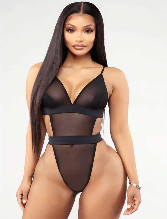 Aria's Closet Black Transparan Tulle Fancy Babydoll