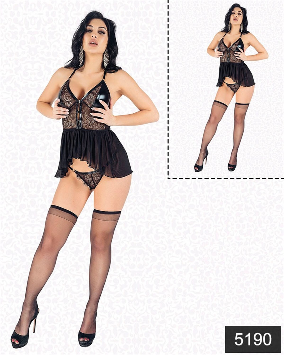 Aria's Closet Latex Lace Babydoll