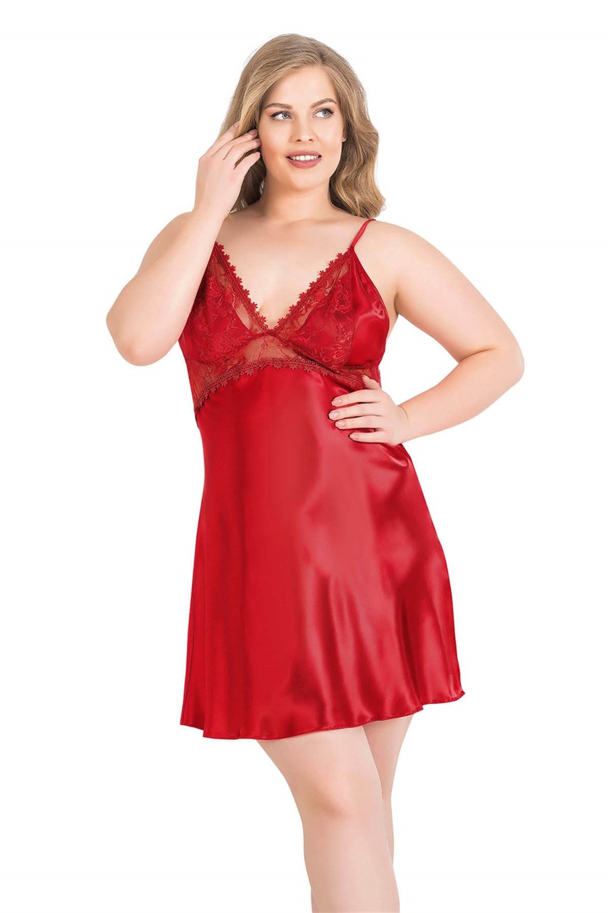 Aria's Closet Large Size Red Short Satin Night