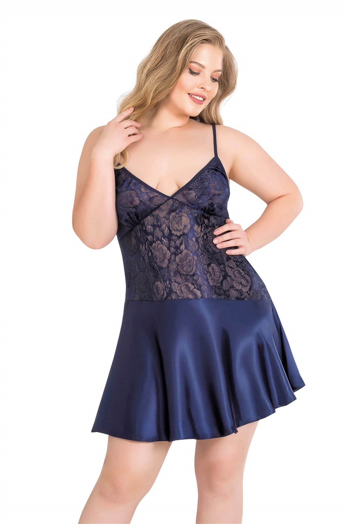Aria's Closet Large Size Navy Short Satin Night