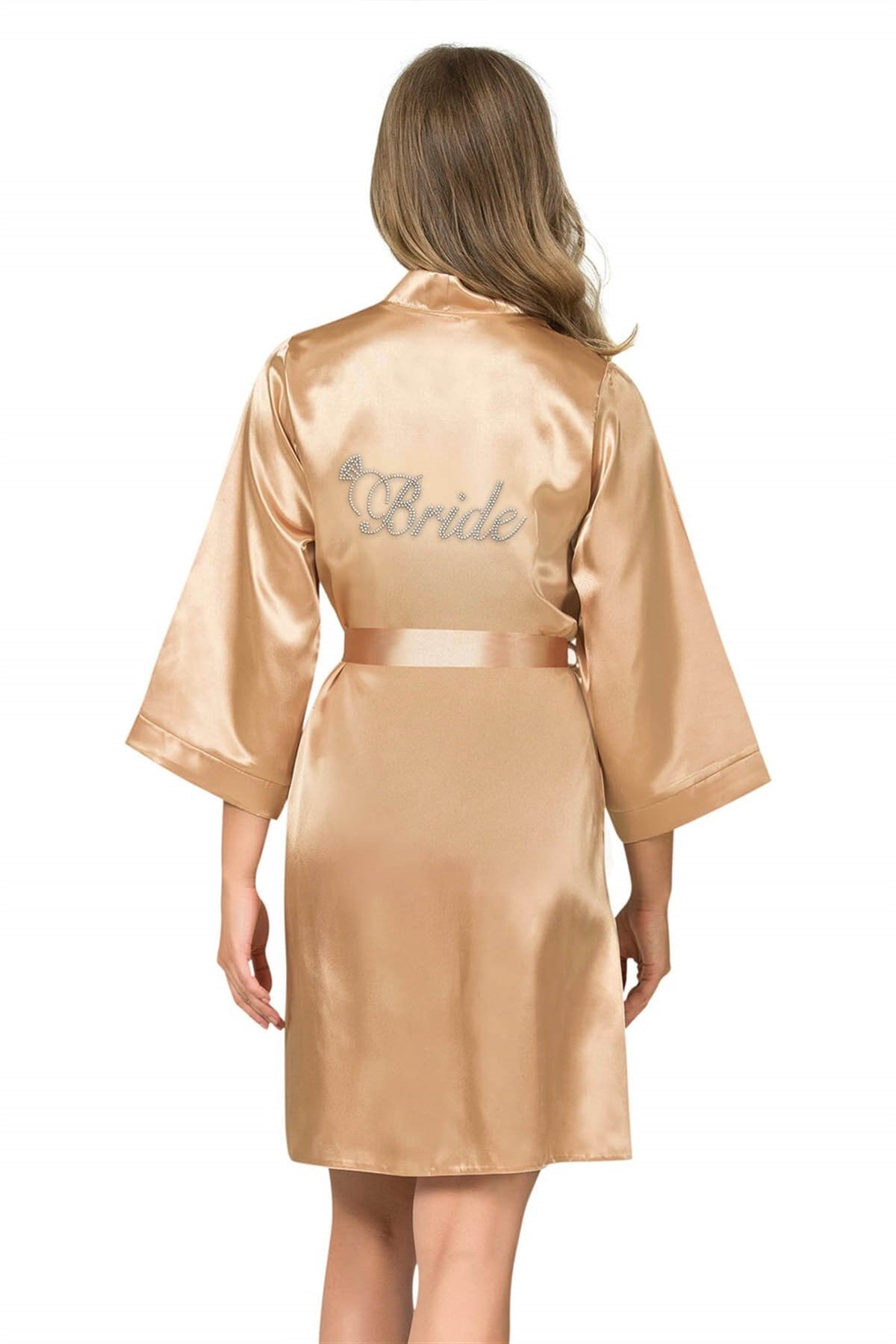 Ahu Gold Kısa Saten Bride Sabahlık