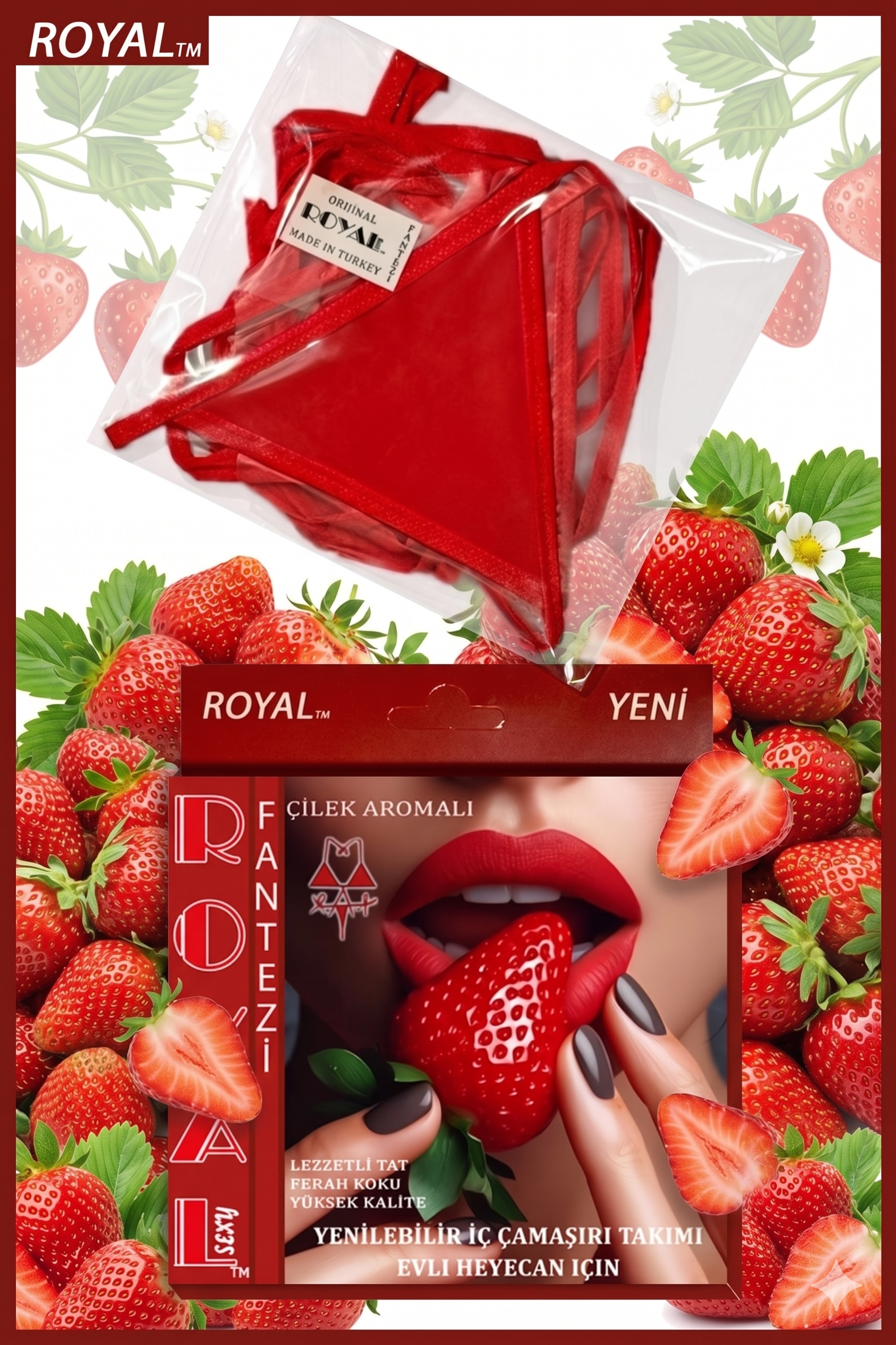 Arias Closet Fantezi Tüketilebilen Yenilebilir Çilek Aromalı İç Çamaşırı Takımı