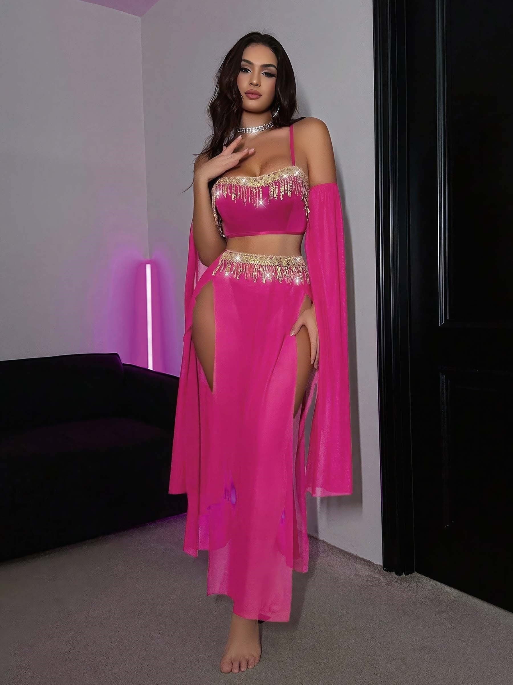 Arias Closet Özel Tasarım Pembe Dansöz Kostümü