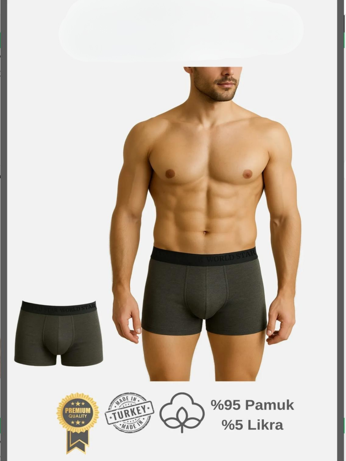 Aria's Closet Pamuklu Düz Antrasit Renk Erkek Boxer