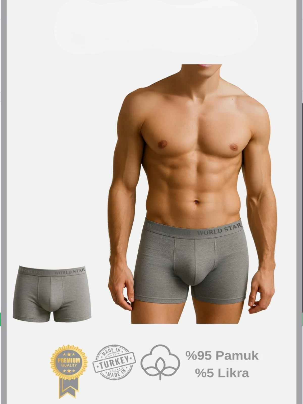 Aria's Closet Pamuklu Düz Gri Renk Erkek Boxer