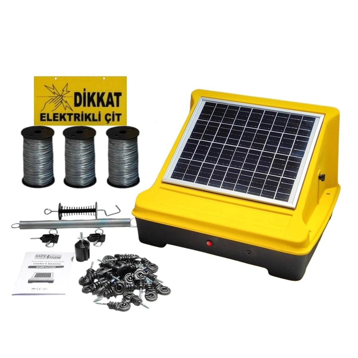 Elektrikli Çit Teli Sistemi Seti Güneş Panelli-30 Dönüme Kadar Ayı Domuz Kurt Için Etkili Koruma