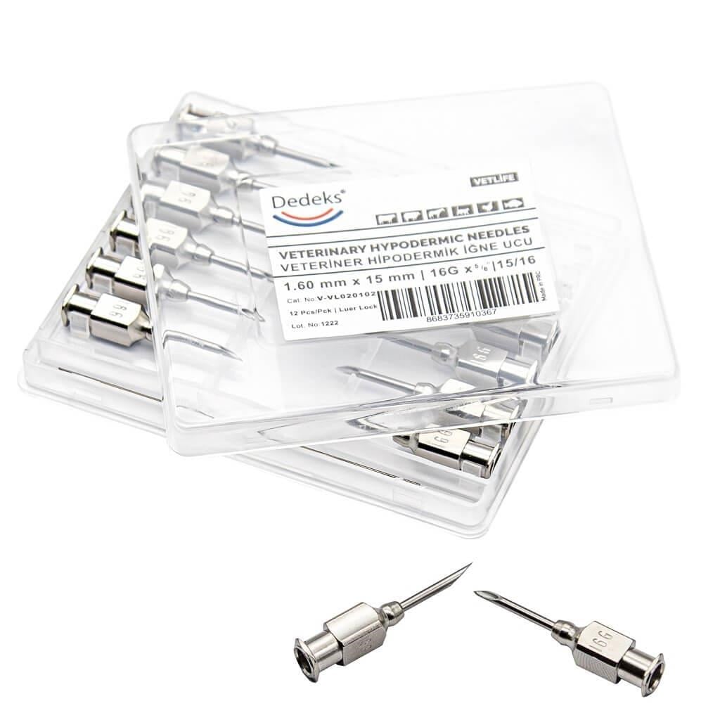 Veteriner Çelik İğne Enjektör Ucu 1.60 mm x 15 mm