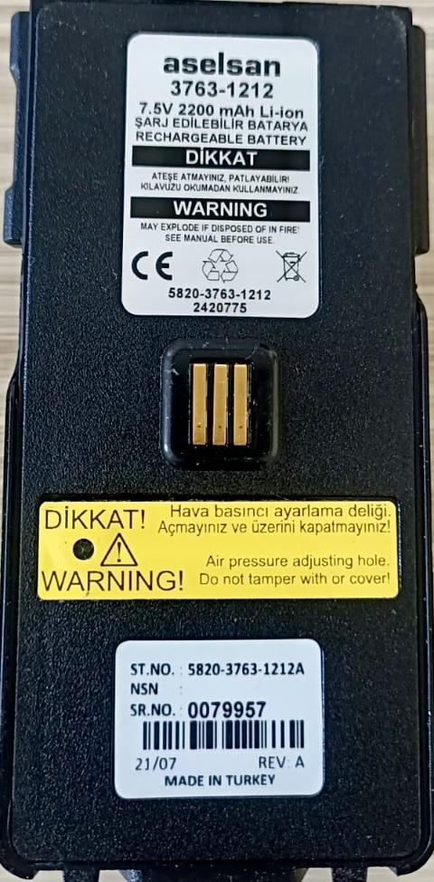 Aselsan 3700 Telsiz Bataryası 7,5V - 2200mAH Li-İon