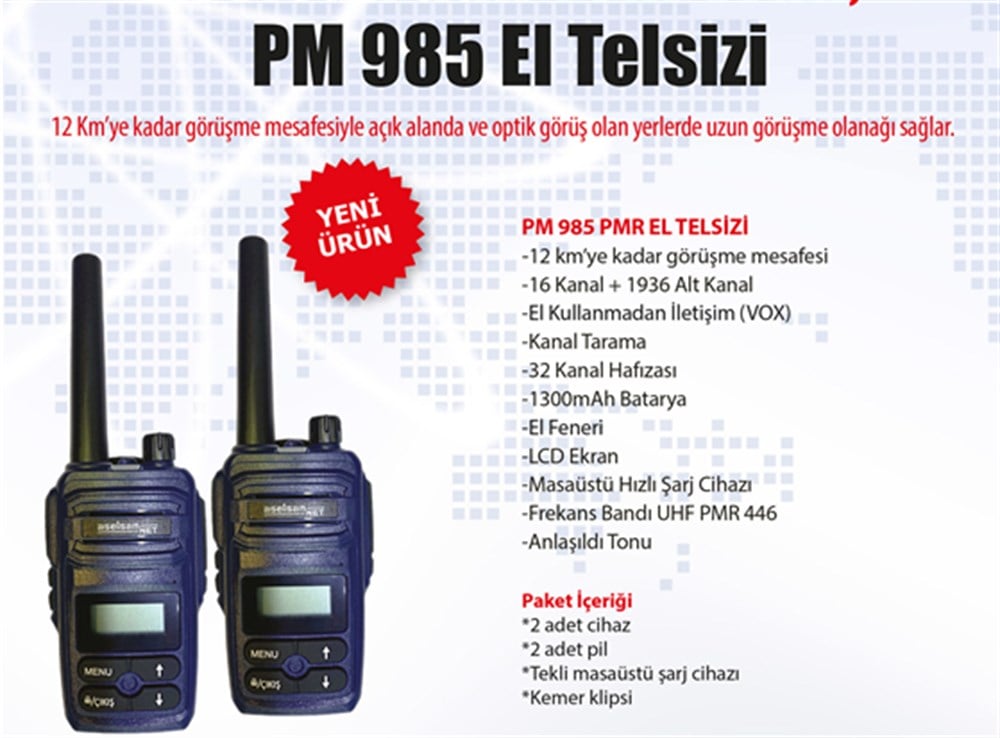 Aselsan PM985  El Telsizi (Lisanssız-Çift satılır)