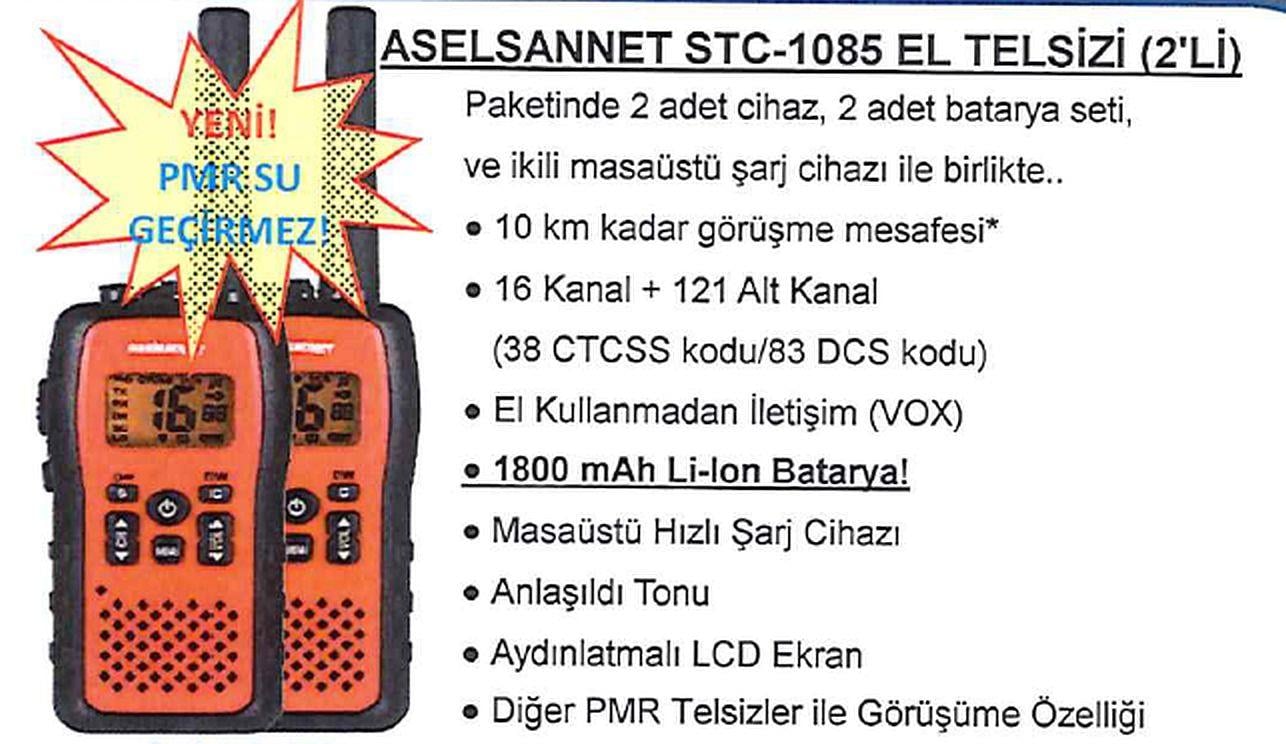 Aselsannet STC-1085 PMR Su geçirmez El Telsizi (İkili set)