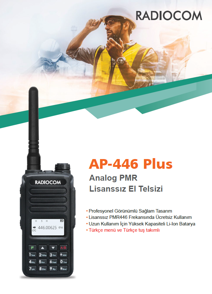 Radiocom AP-446 PMR Telsiz (Lisanssız-Tek satılır)