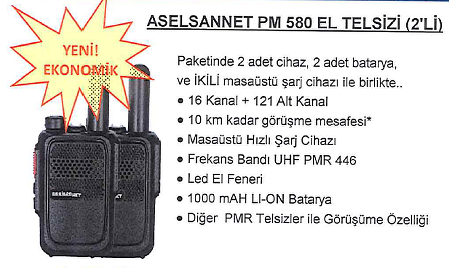 Aselsannet PM580 İkili set Lisanssız Telsiz