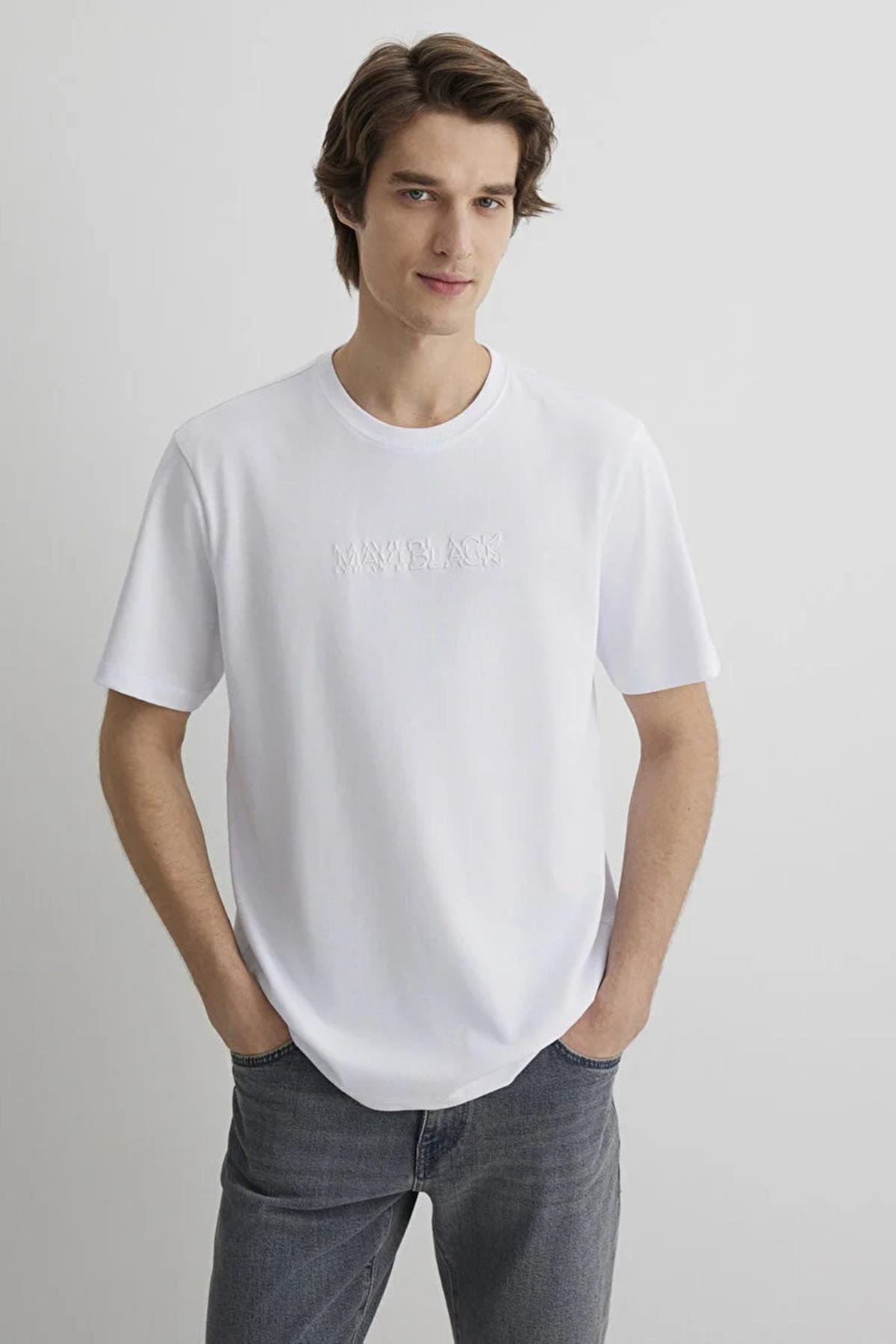 Mavi Baskılı Erkek Tişört M0612644-6