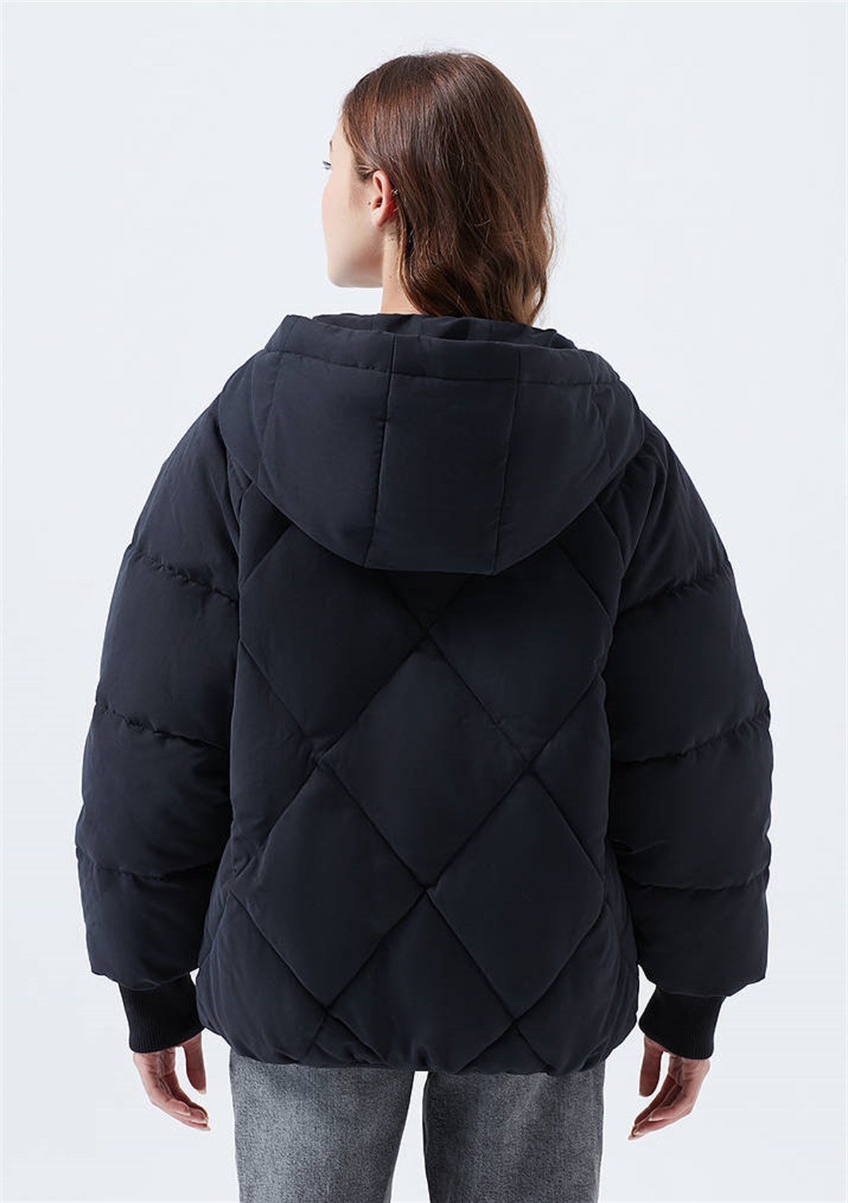 Mavi Kapüşonlu Siyah Kadın Mont 110686-900 | Urban One