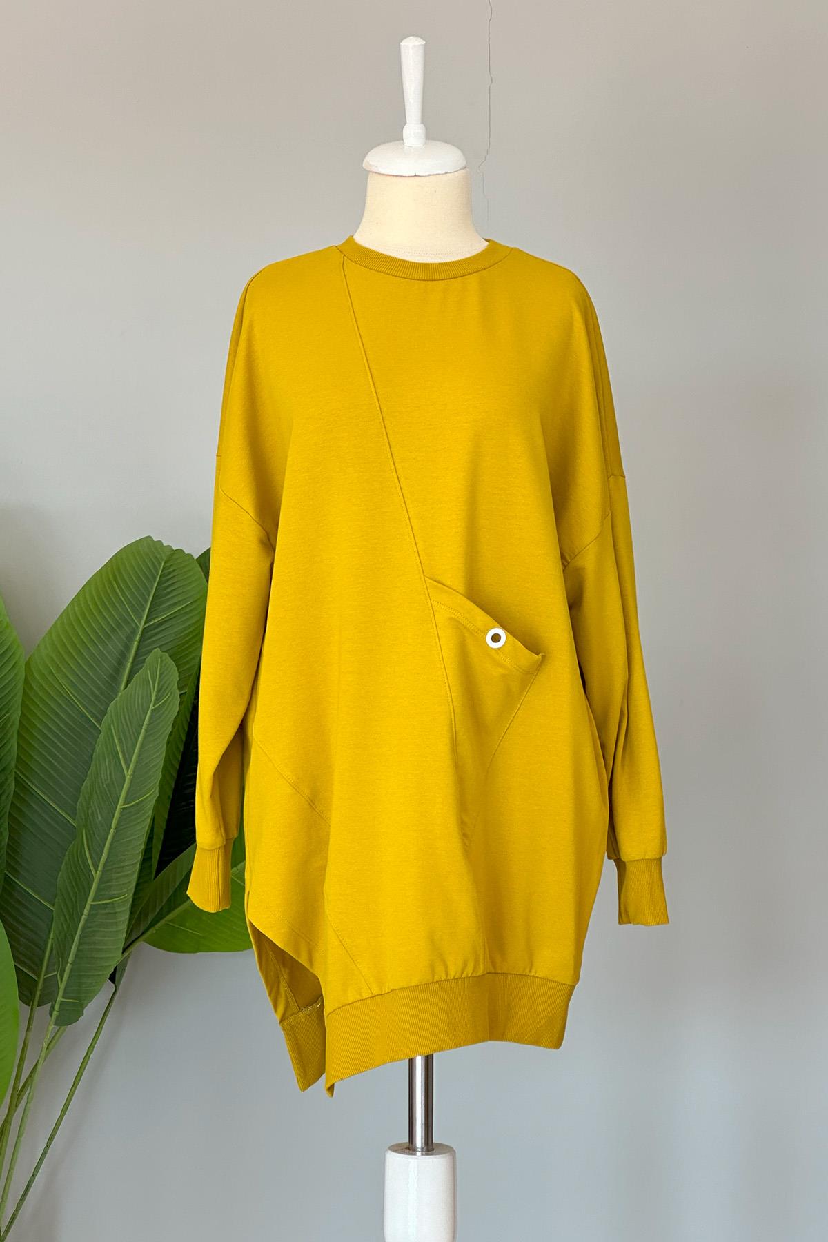 Basic Cep Detaylı Sweat Tunik 10389 Zeytinyağ Yeşili