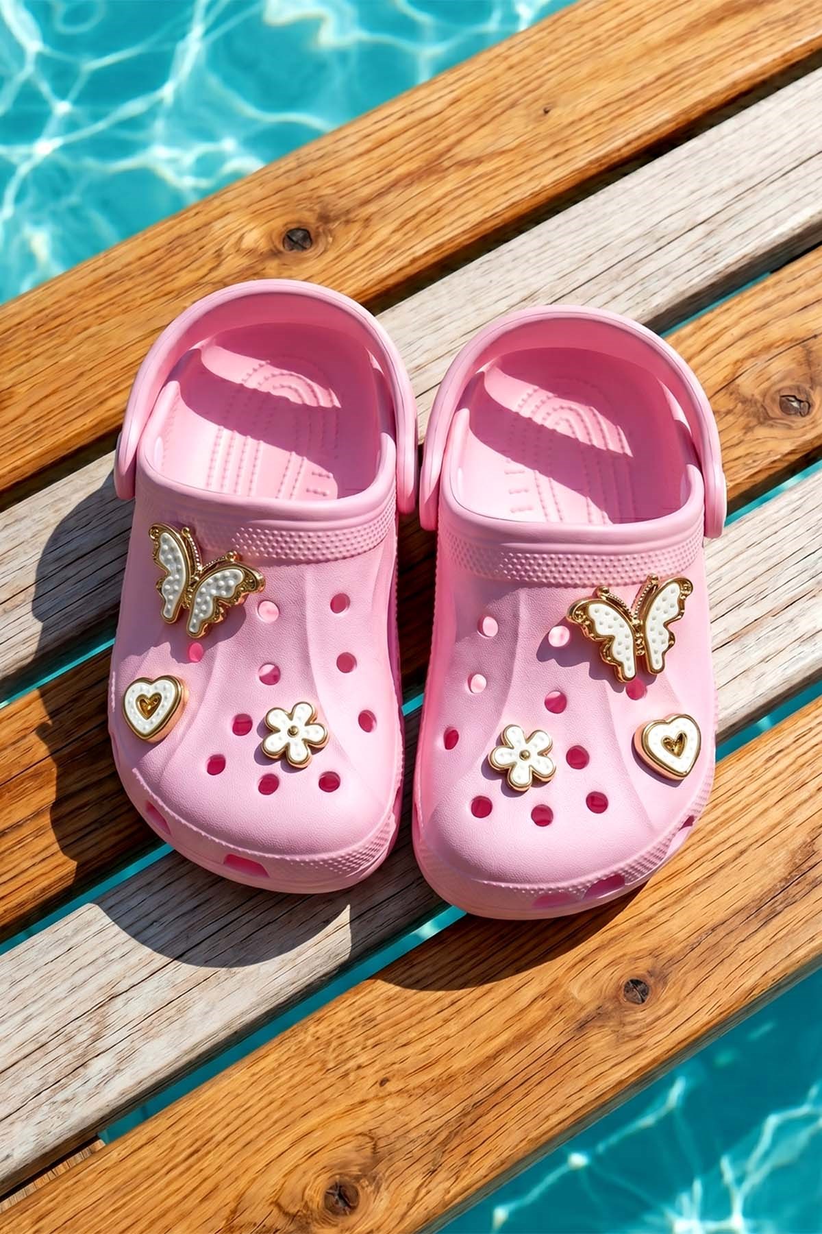 Bebek Üst Çıkartma Detay Sandalet Terlik 100-3 Açık Pembe