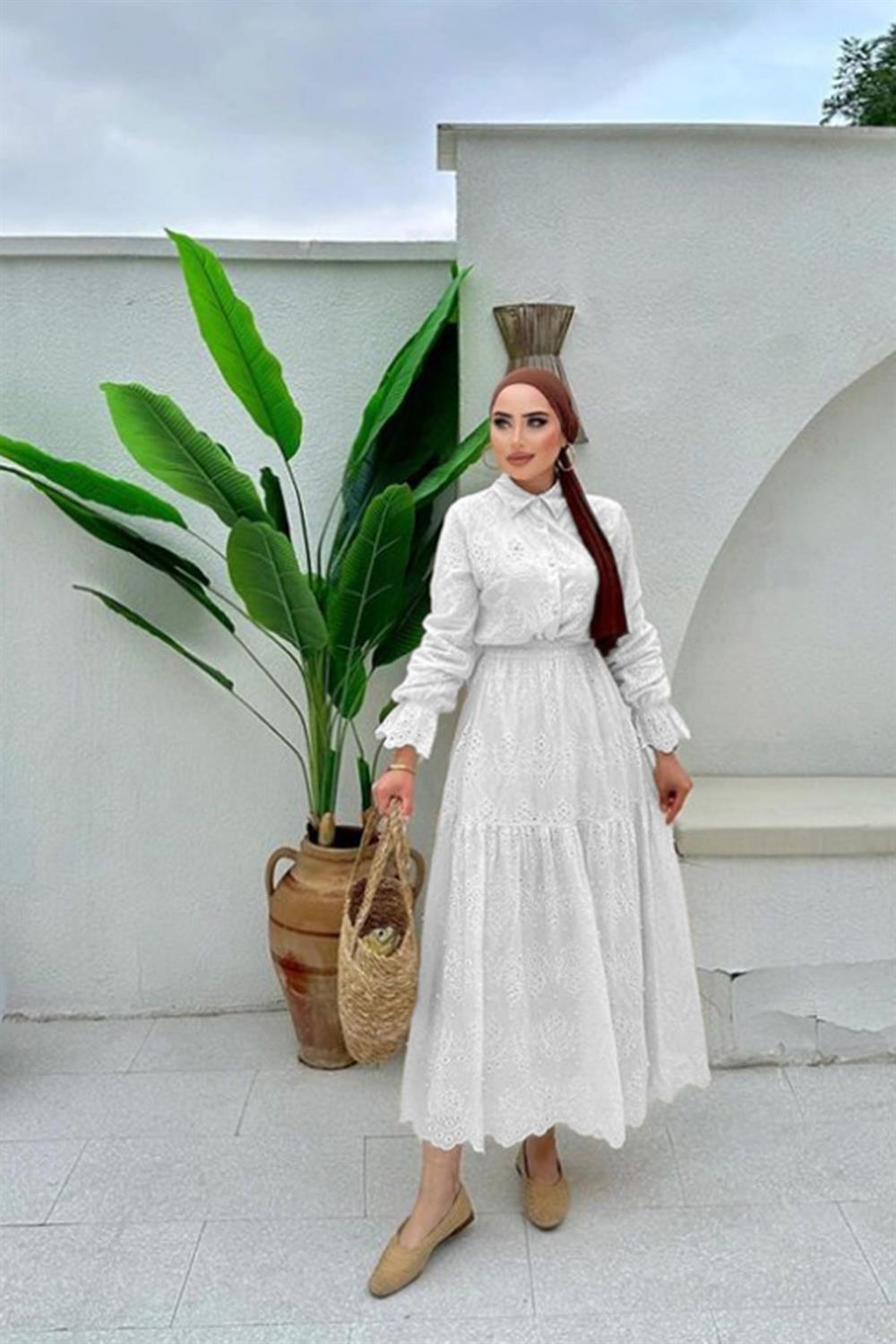 Brode Fisto Tunik Etek Takım Lale Butik 13999 Beyaz