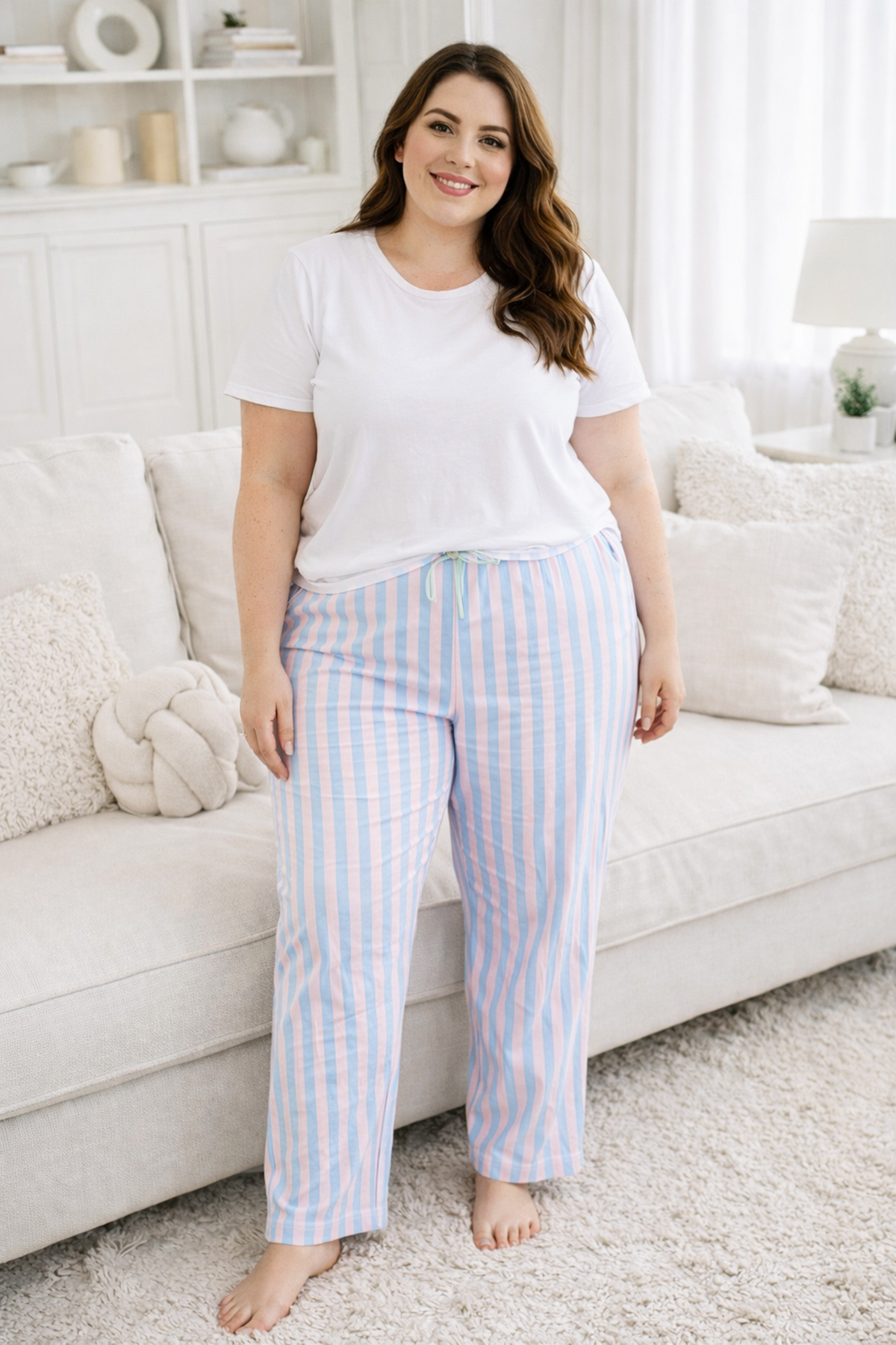 Büyük Beden Kadın Viskon Kumaş Penye Battal Tek Pijama Alt 14 Pembe01