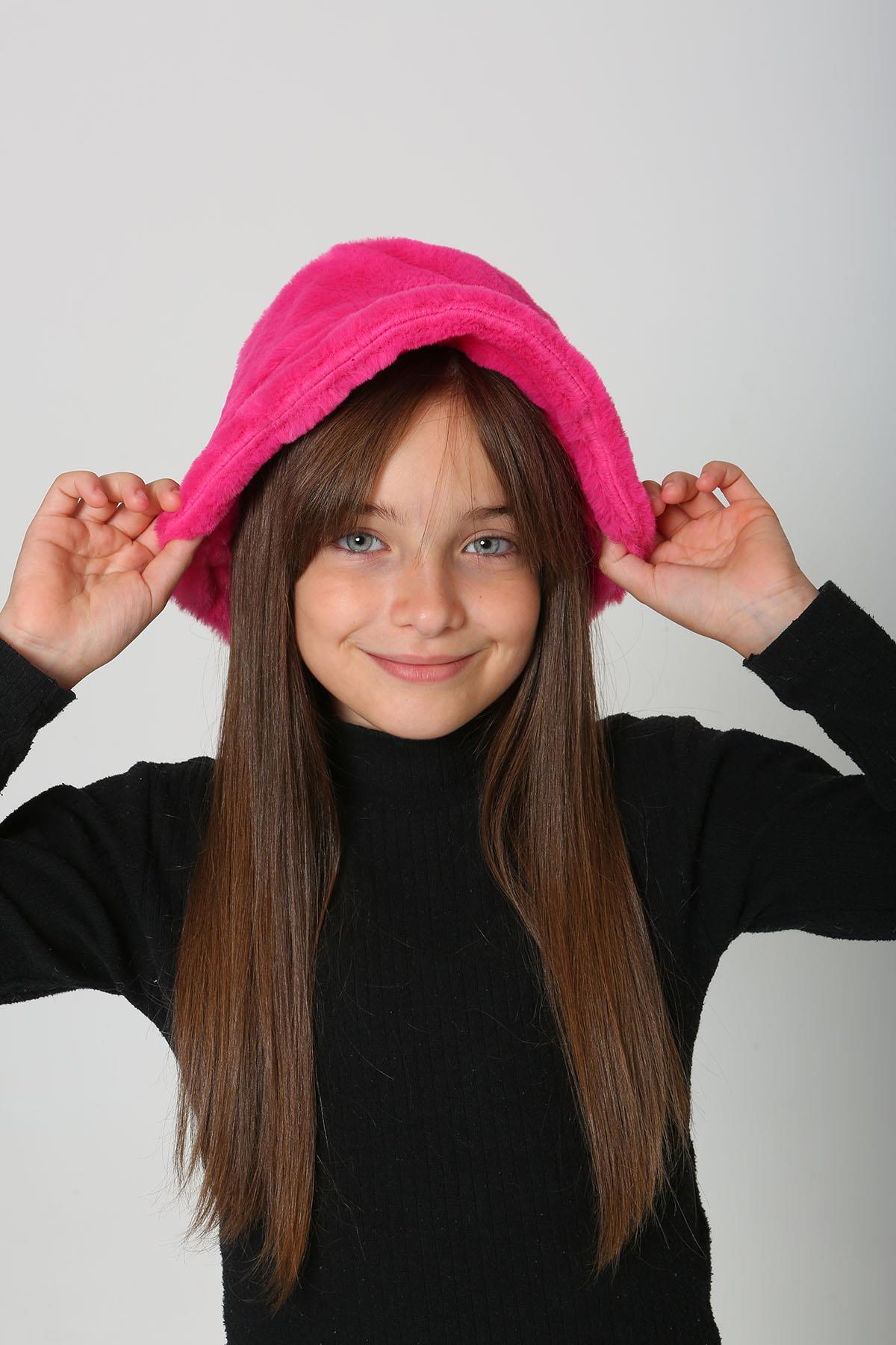 Çocuk Peluş Bucket Şapka RKŞ-Ç-01 Fuşya